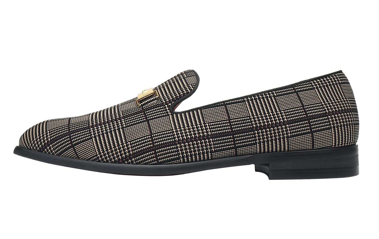 ELANROMAN Men's Gold Buckle Loafers - Stylish Slip-On Penny Loafers for Wedding, Party & Formal Events | Comfortable Dress Shoes for Business, Office & Special Occasions