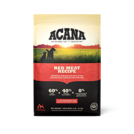 Acana 60% Grain Free Dry Dog Food - High Protein Red Meat Recipe for Adult Dogs - Perfect for Active & Large Breed Dogs - Made in USA