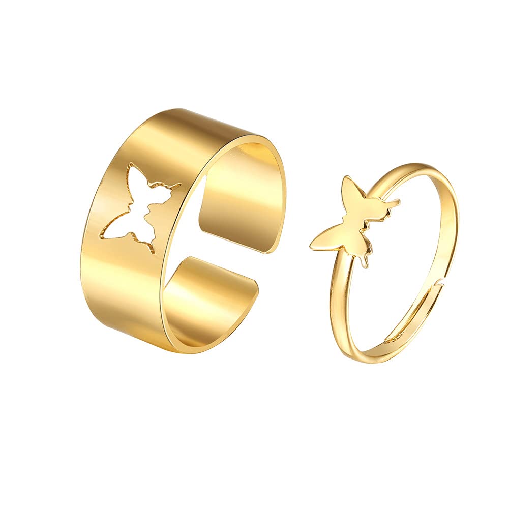 Best Friends BFF Rings for Couples - Matching Love Heart Moon Star Planet Promise Rings for Women & Men | TikTok Y2K Trendy Jewelry Gift for Anniversaries, Valentine's Day & Romantic Occasions