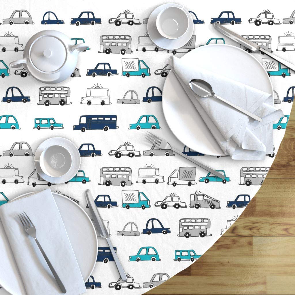 Custom Cars Baby Boy Nursery Print Cotton Sateen Tablecloth 70