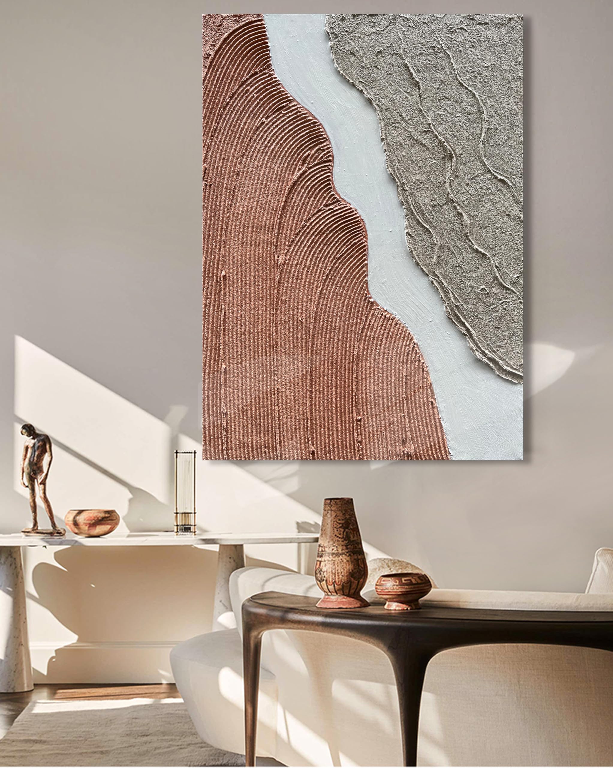 Hand Painted Abstract Thick Texture Oil Painting - Minimalist Wall Art on Canvas 36x24 Inch - Perfect for Living Room, Bedroom & Office Decor