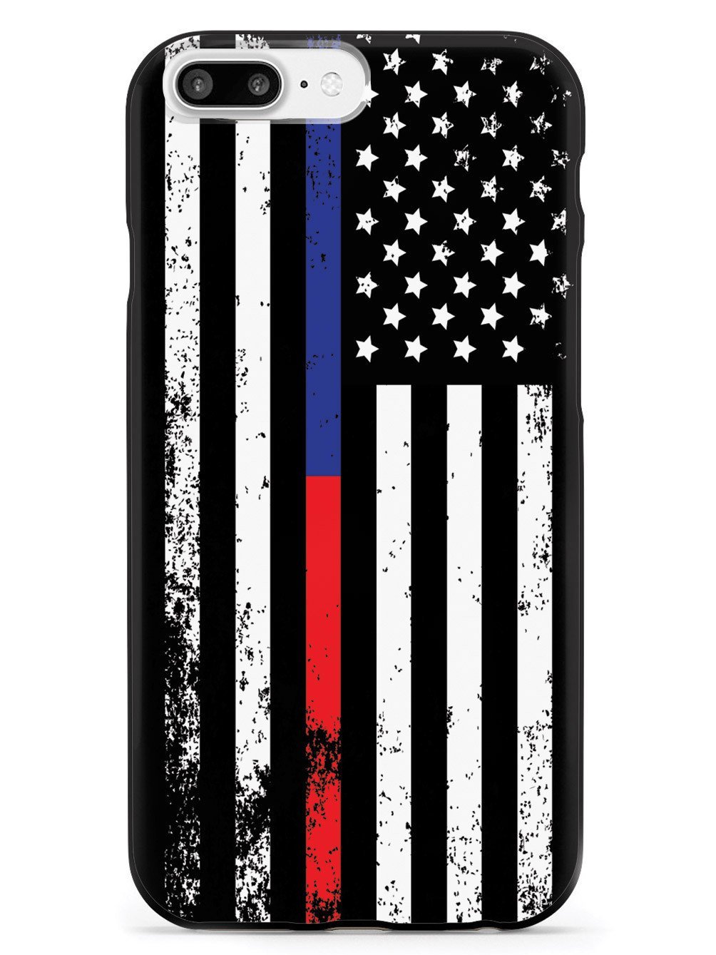 Inspired Cases - Slim Protective Phone Cover for Apple iPhone 8 Plus with 3D Textured American Flag Design (Thin Blue Line & Red Line) - Durable Shockproof Case for Everyday Use, Work & Outdoor Activities