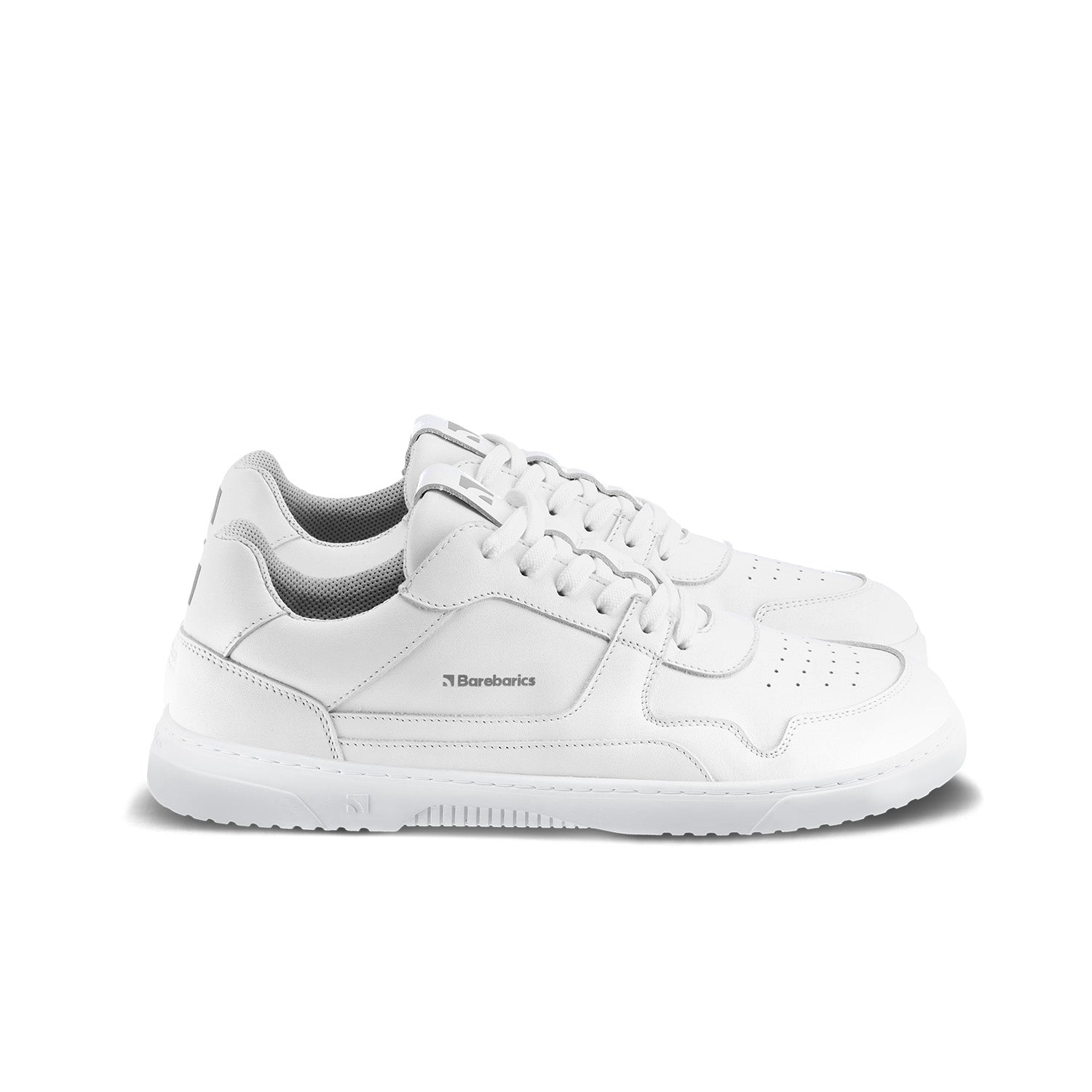 Barefoot Sneakers Barebarics Zing - All White Genuine Leather Minimalist Shoes for Men & Women | Perfect for Running, Gym & Everyday Comfort