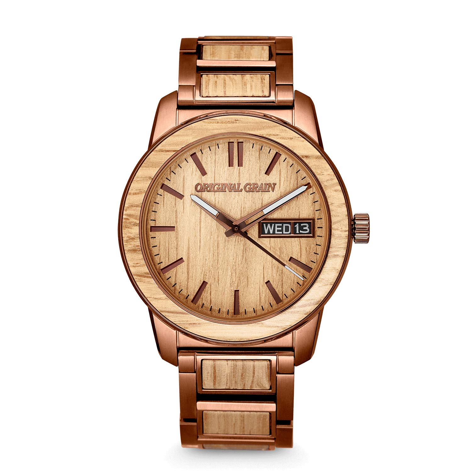 Original Grain Men's Whiskey Espresso 42mm Analog Watch - Barrel Collection | 316L Stainless Steel Adjustable Band | 5ATM Waterproof & Scratch-Resistant | Stylish Men's Wristwatch for Business, Casual & Outdoor Adventures