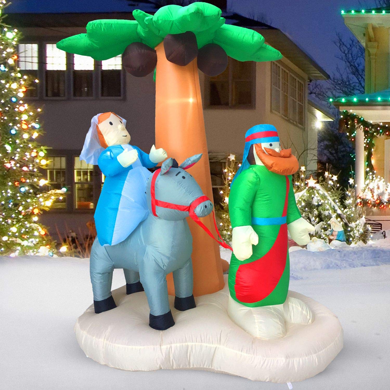 Outdoor Christmas Inflatables - LED Lighted Nativity Scene with Blower, 7x5.5x4 ft Holiday Yard Decor for Home, Church & Neighborhood Displays | Perfect for Christmas Eve, Front Lawn Decorations & Seasonal Celebrations