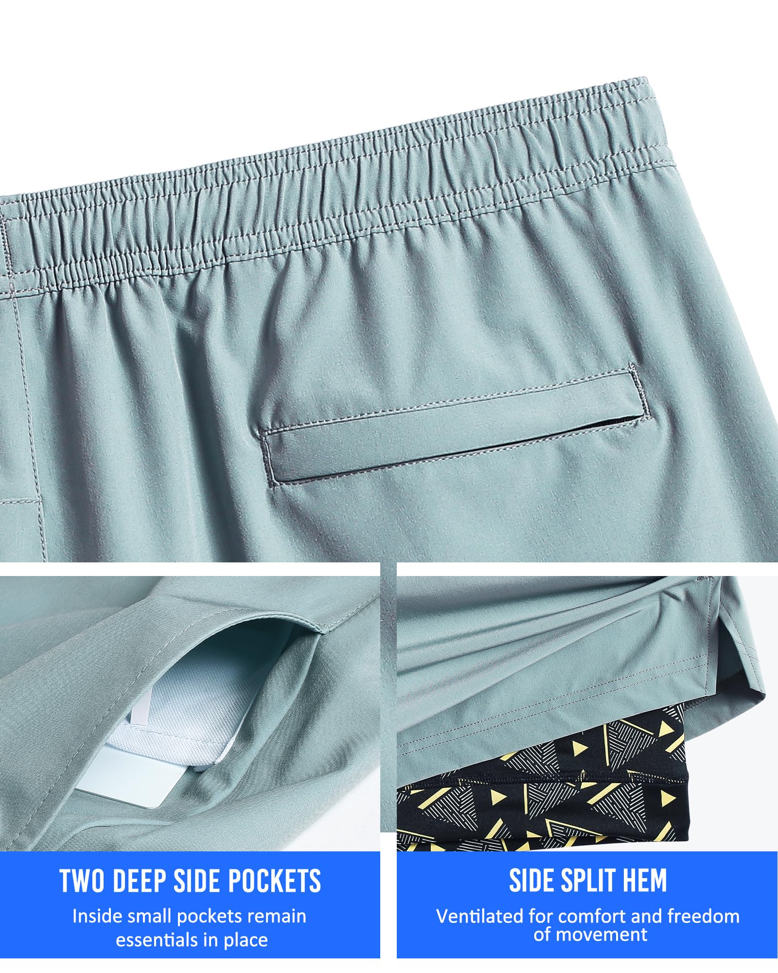Maamgic Men's 5-Inch Gym Running Shorts - 2-in-1 Quick Dry Athletic Workout Shorts for Training, Jogging & Outdoor Sports | Lightweight Comfort for Active Lifestyles