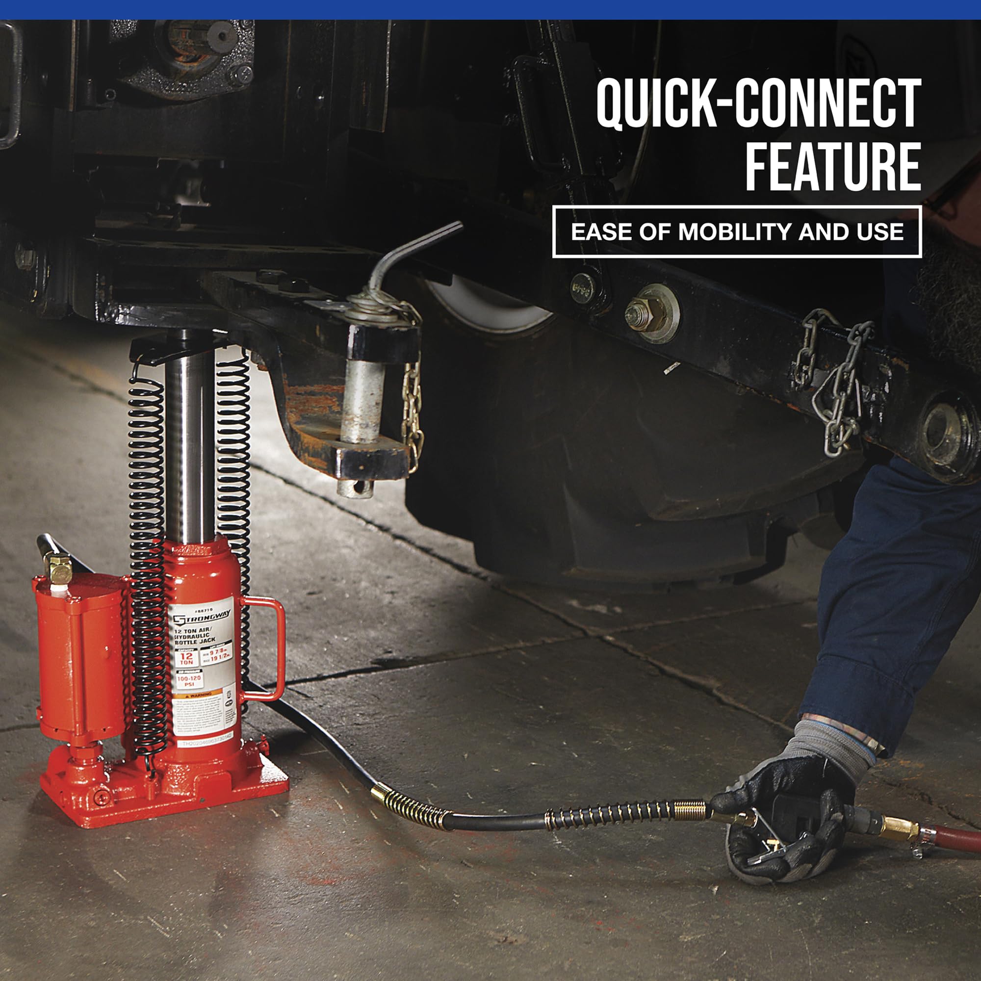 Strongway 12-Ton Air/Hydraulic Floor Jack - Heavy Duty Car Lift for Trucks, SUVs & Vehicles - Ideal for Auto Repair Shops & Home Garages