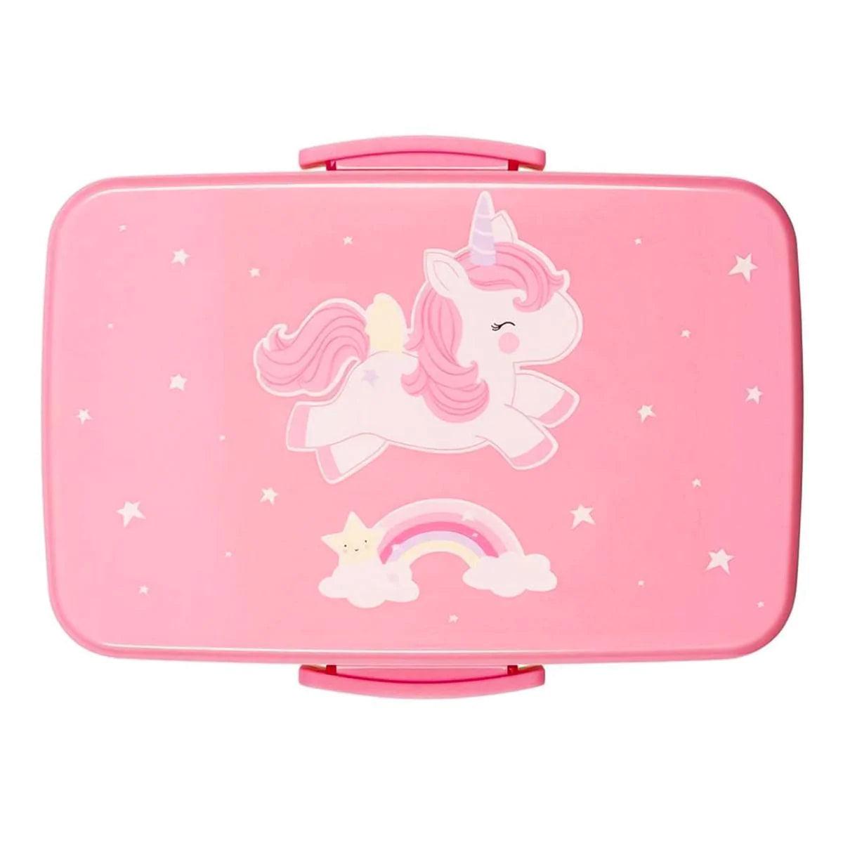A Little Lovely Company Unicorn Solid Lunch Box - Insulated Kids Bento Box for School, Picnics & Travel - BPA-Free Leakproof Food Container