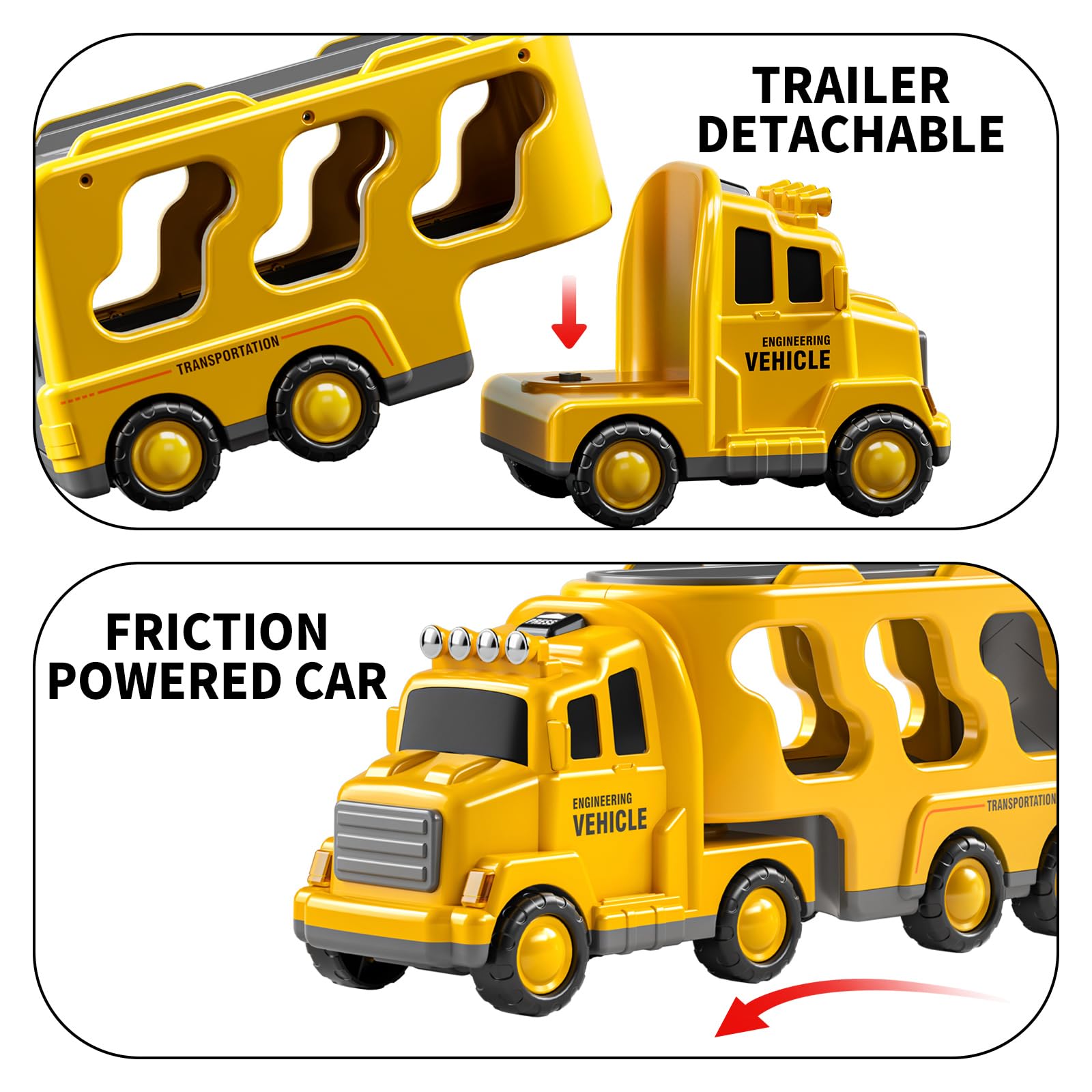 Construction Truck Toys for Toddlers & Kids - Dump Truck, Cement Mixer & Transport Vehicles Set for Boys Age 1-9 | STEM Learning Toys for 3-6 Year Olds | Birthday & Christmas Gifts for Boys | Perfect for Sandbox Play, Construction Pretend Play & Early Childhood Development
