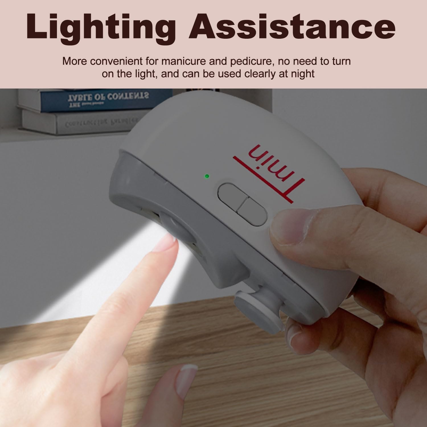 TMIN Electric Nail Clipper with LED Light & 2 Speed Settings - Rechargeable USB Nail Trimmer and Polisher 2-in-1 Design with Storage Case - Safe for Babies, Kids, Adults & Seniors (White) - Perfect for Home, Travel and Elderly Care