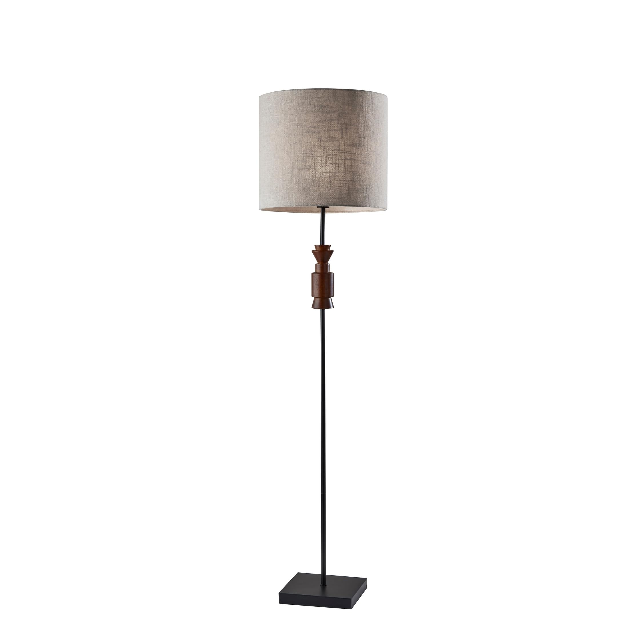 Adesso Elton Modern Floor Lamp - Walnut Finish, Adjustable Height, Perfect for Living Room, Bedroom, or Office Lighting