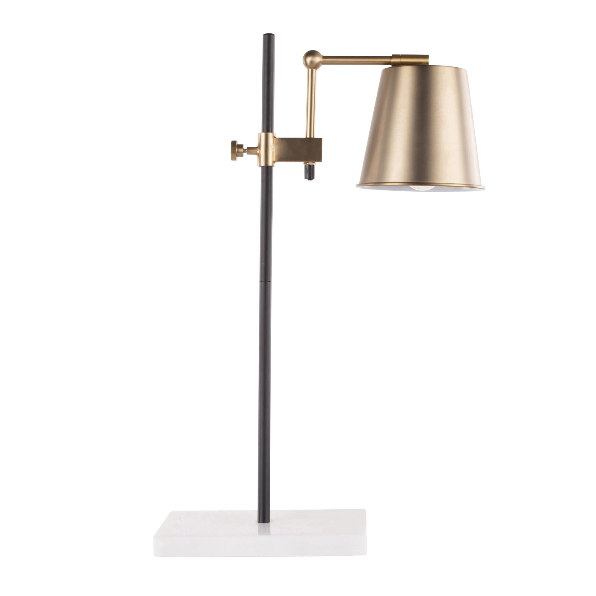 Modern Metric Table Lamp - Adjustable Brass & White Desk Lamp for Nightstand, Bedside, Living Room | Perfect for Reading, Working, and Ambient Lighting