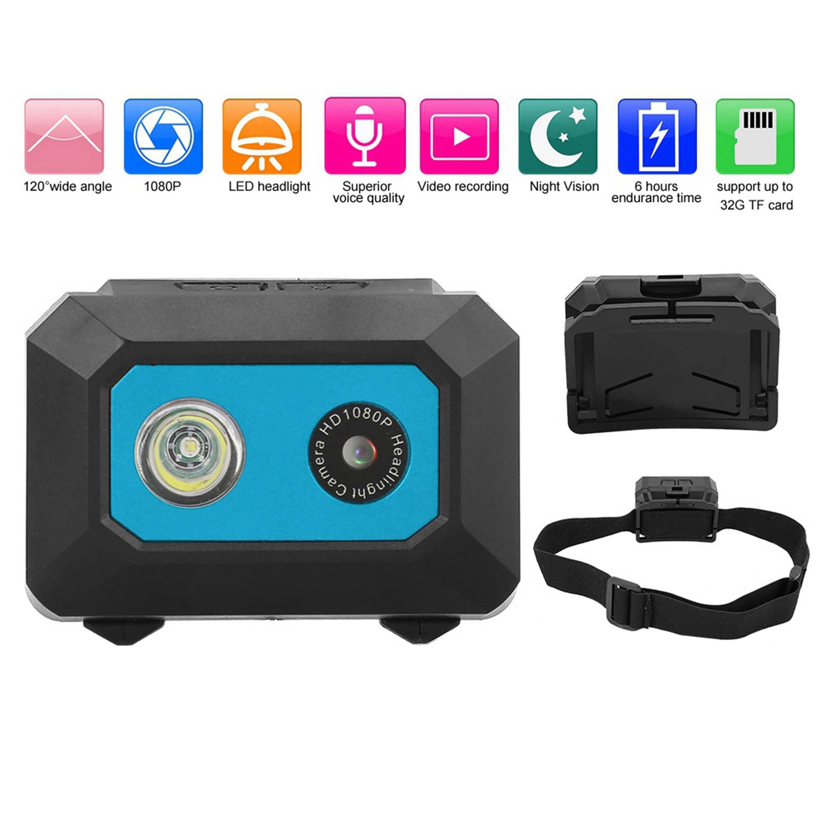 **Zixyqol Action Camera - 4K HD Head Mounted Sports Camera with DVR Recorder | Wearable Vlogging Camera for Cycling, Skiing, Hiking & Home Security | Waterproof & Lightweight (Black & Blue)**