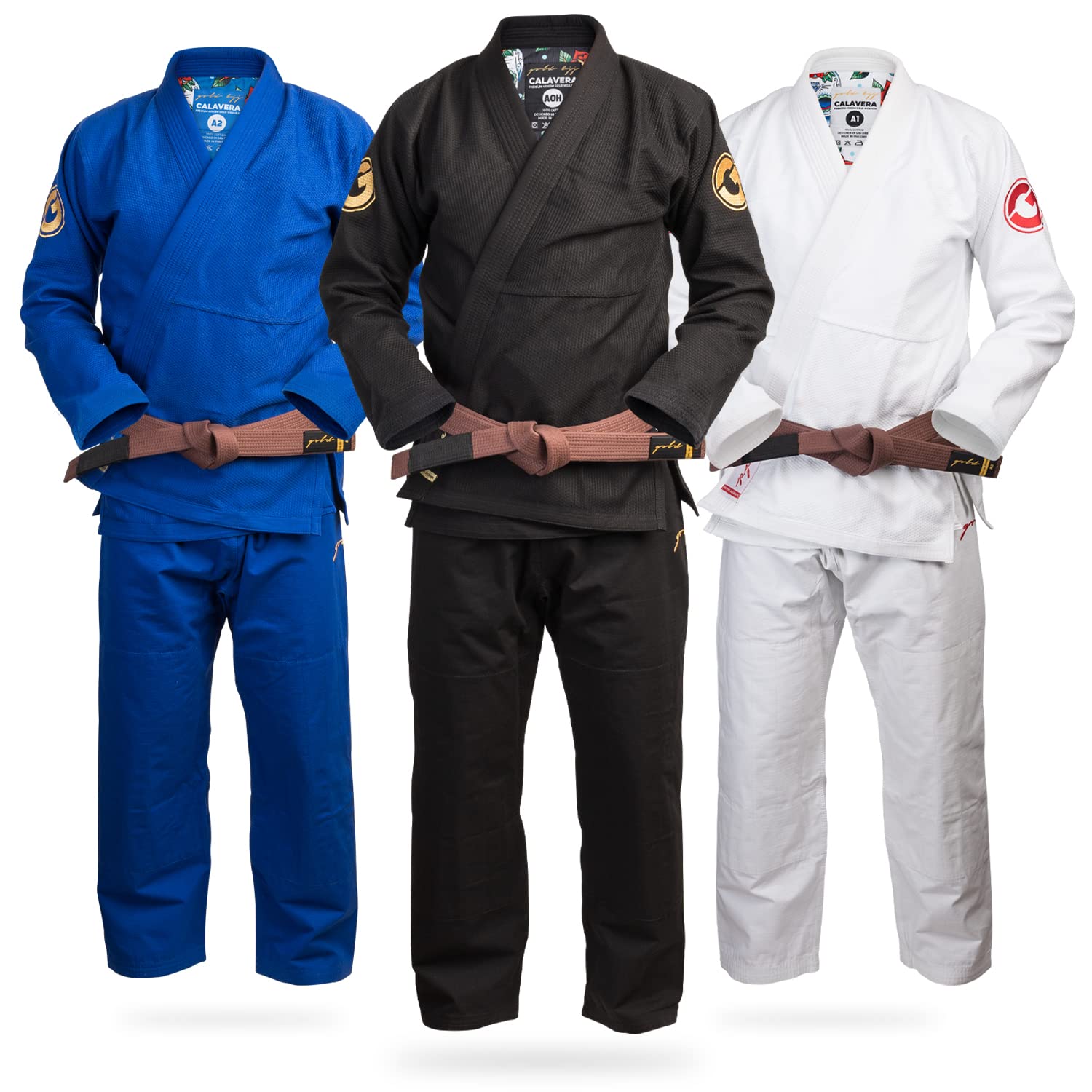 Premium Gold BJJ Calavera Jiu Jitsu Gi - Ultra Strong Gold Weave IBJJF Approved Kimono for Training & Competition - Perfect for Brazilian Jiu-Jitsu, MMA & Martial Arts Practice