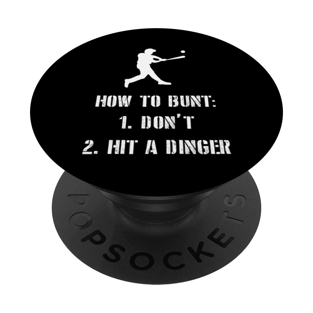 Funny Baseball Softball Player PopSockets Swappable PopGrip - Perfect for Game Day & Sports Fans | How to Bunt Don't Hit a Dinger Design