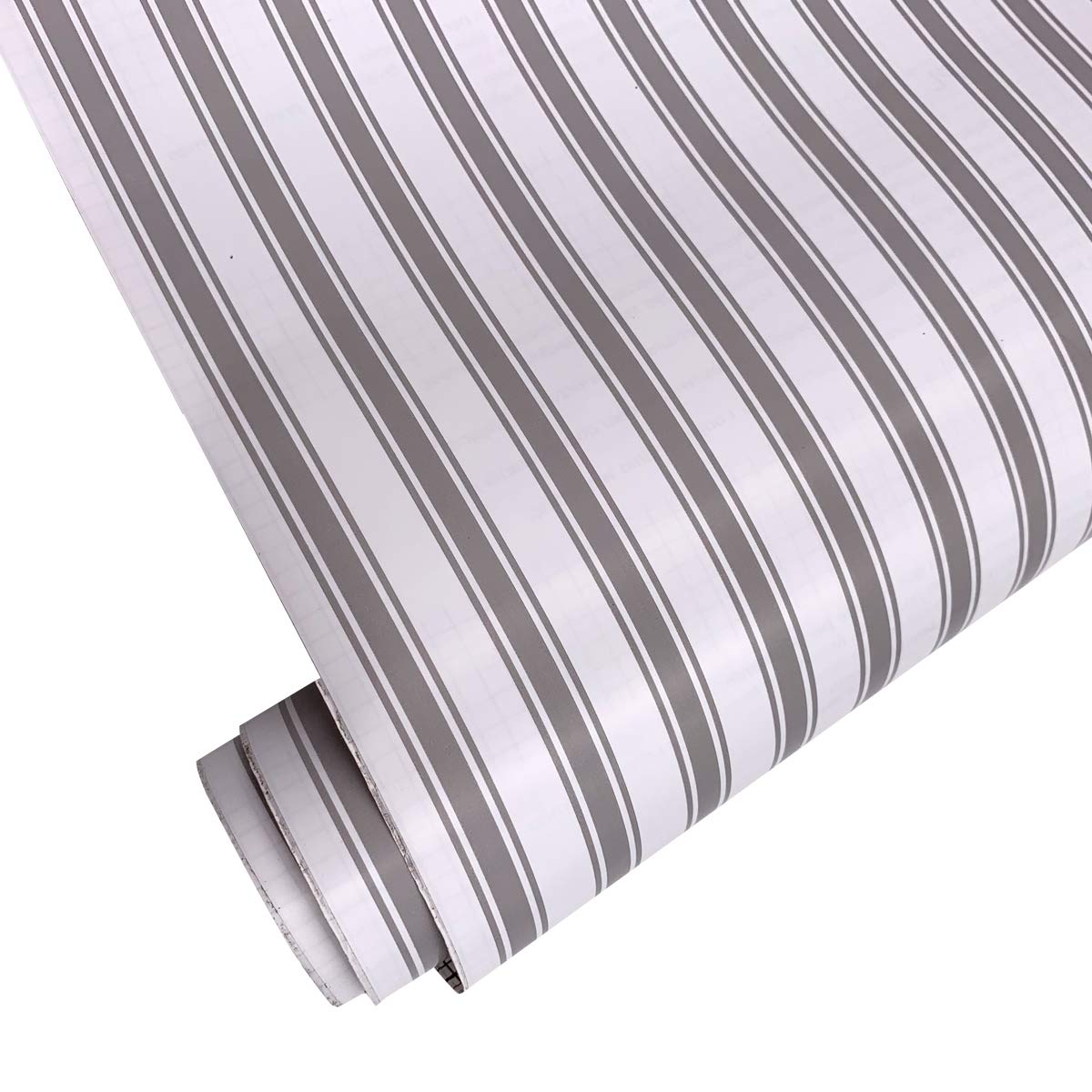 Yifely Grey & White Striped Shelf Liner - 17.7