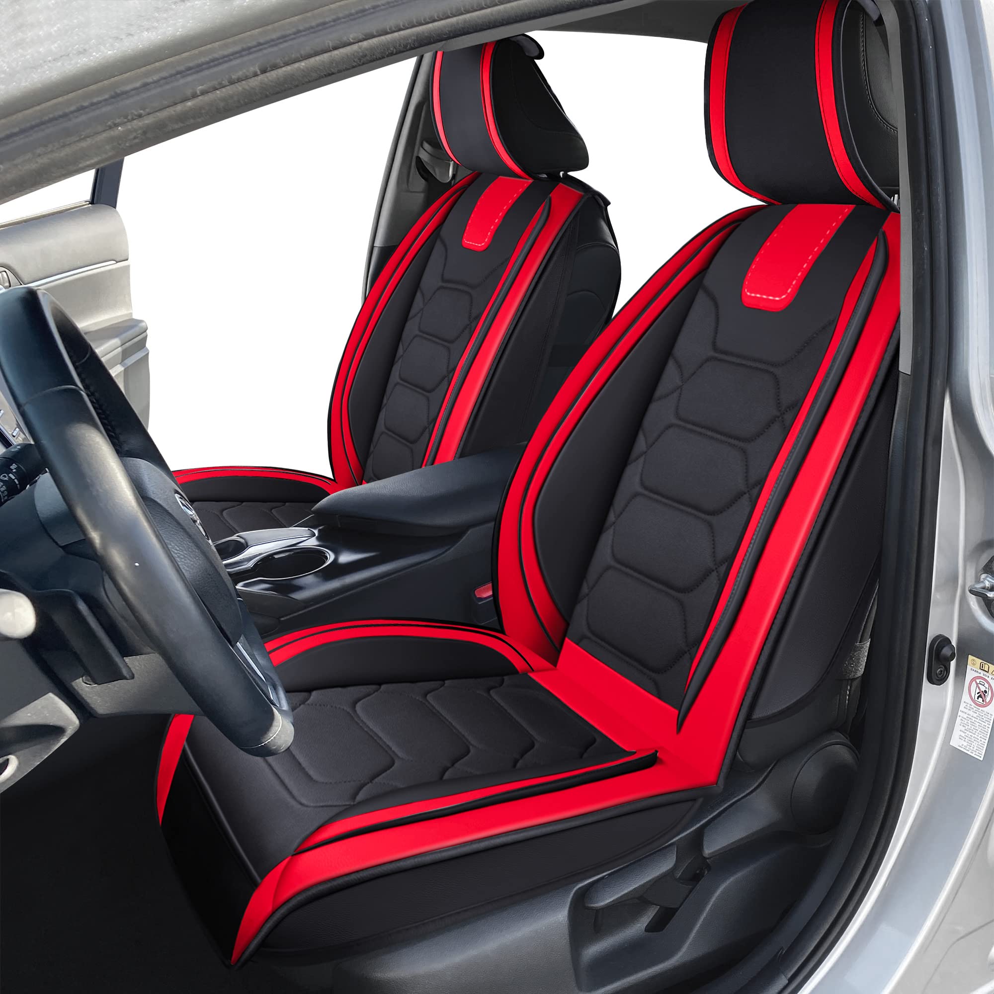 Custom Fit Waterproof Faux Leather Seat Covers for 2012-2025 Toyota Camry - Full Set Red Car Seat Protectors | Perfect for Daily Commuting, Road Trips & Protecting Your Car Interior