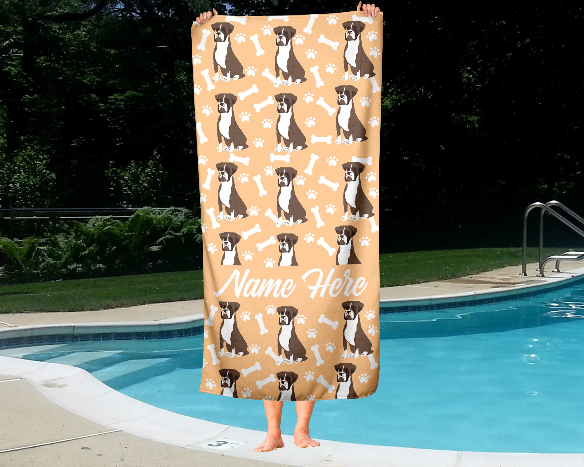 Custom Personalized Boxer Face Beach & Bath Towels - Large & Medium Sizes for Adults & Kids - Soft Absorbent Quick-Dry Towels for Travel, Pool, Gym, Spa & Home Use