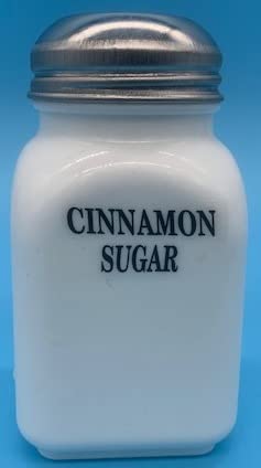 Premium Square Stove Top Cinnamon Sugar Spice Shaker Jar - Vintage Mosser Rosso Milk Glass - Made in USA - Perfect for Baking, Coffee & Dessert Topping