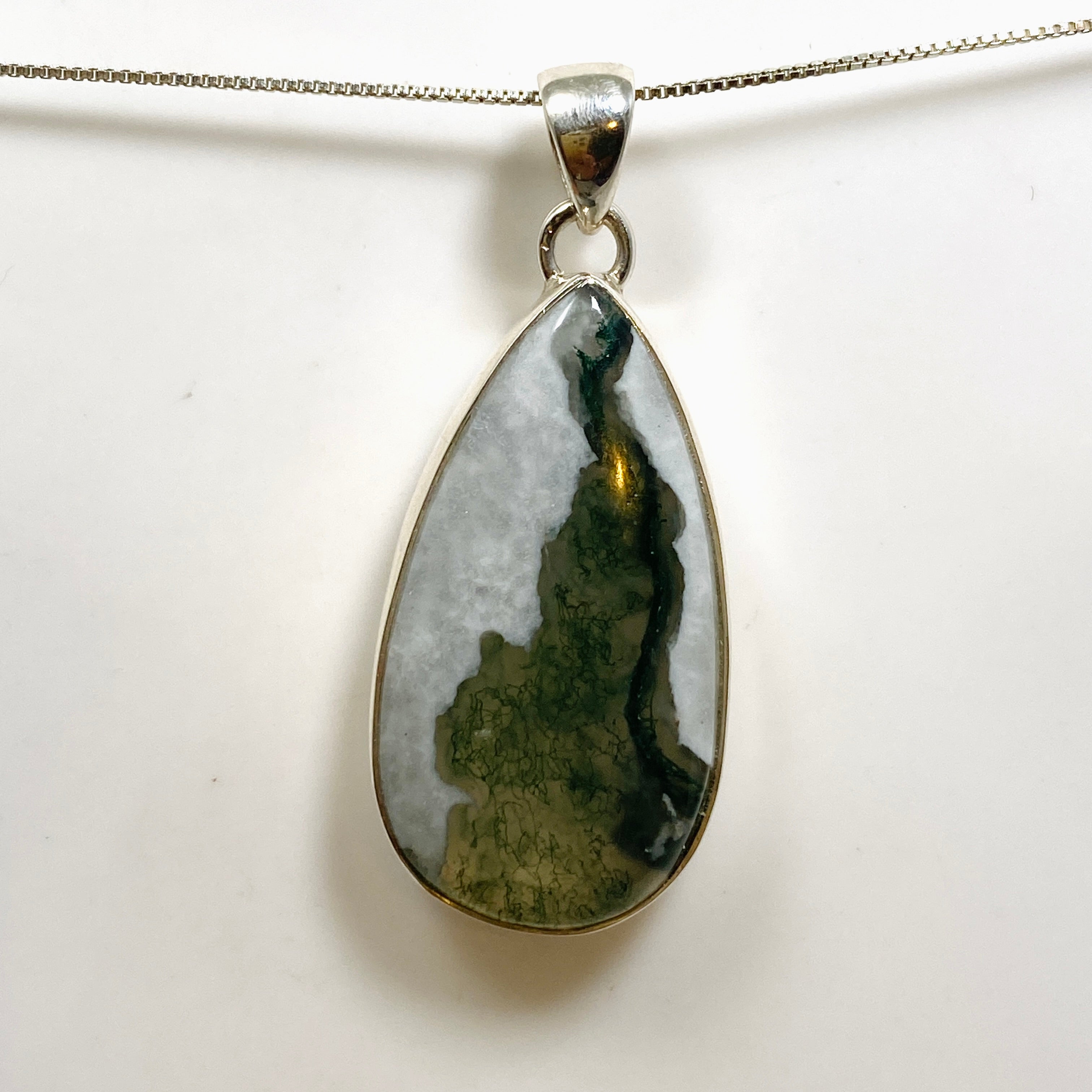 Natural Moss Agate Teardrop Cabochon Pendant - KPGJ4711 for Jewelry Making, Wire Wrapping & DIY Crafts | Perfect for Necklaces, Earrings & Boho Style Accessories
