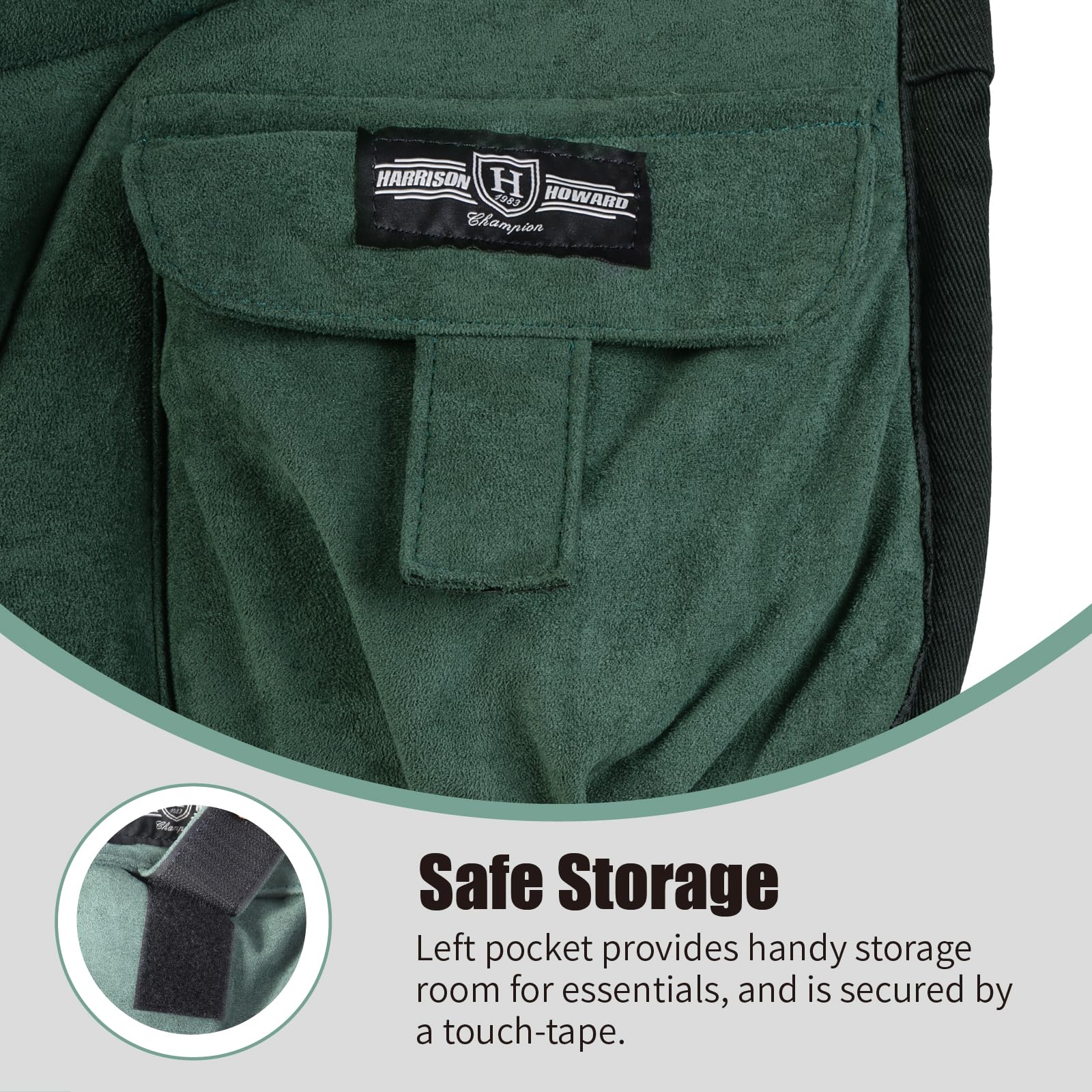 Harrison Howard Anti-Slip Bareback Pad - Extra Thick Center for Maximum Support, Ergonomic Design with Side Pockets & Matching Girth - Perfect for Trail Riding, Horse Training, and Comfortable Bareback Riding