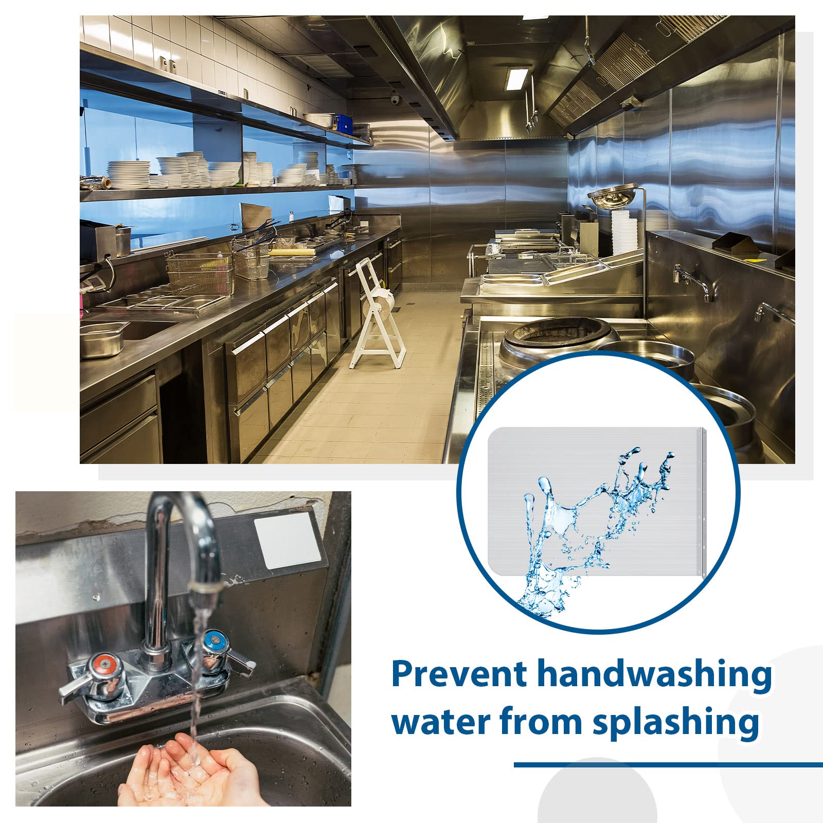 Amylove 20 x 12 Inch Stainless Steel Splash Guard - Wall Mount Kitchen & Bathroom Sink Protector with Screws - Splash Guard for Sink, Restaurant, and Home Use - Durable & Easy to Clean Splash Protector for Cooking & Washing Areas