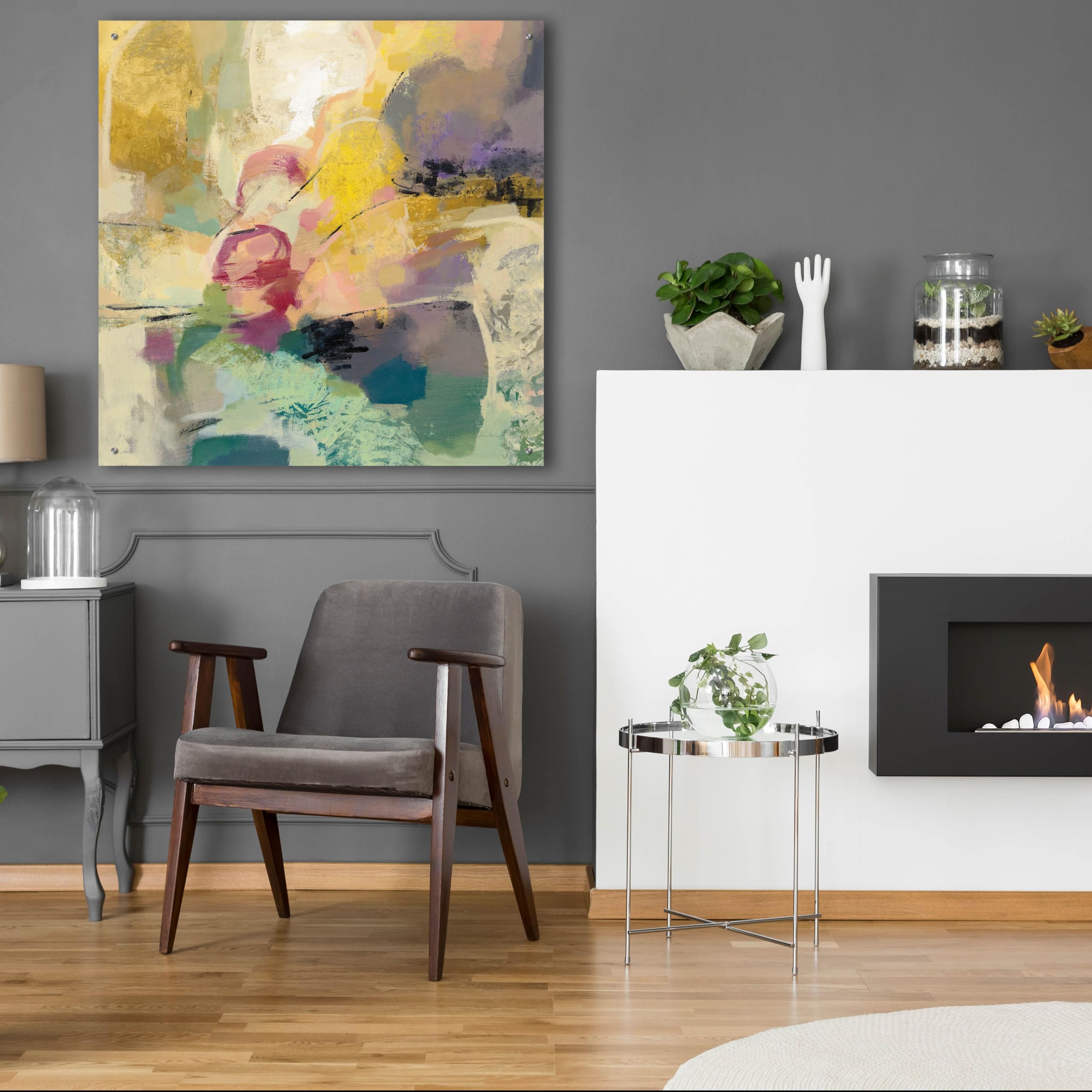 Mid Mod Mood Acrylic Glass Wall Art by Silvia Vassileva - 36x36 Inches Modern Abstract Painting for Living Room, Bedroom & Office Decor