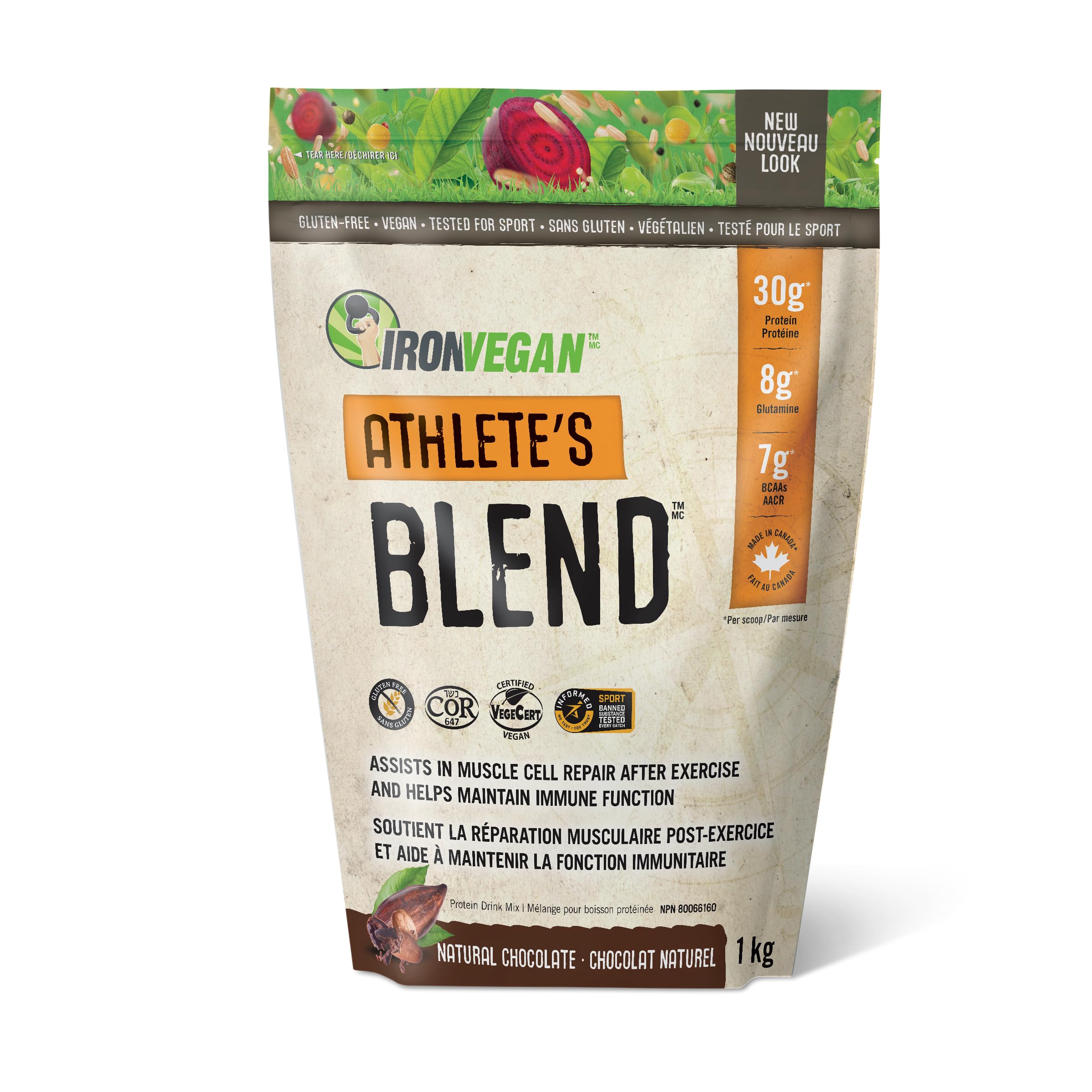 Iron Vegan Athlete's Blend Protein Powder - Chocolate Flavor, 1kg | Plant-Based Protein for Muscle Recovery & Performance | Perfect for Post-Workout, Smoothies & Baking