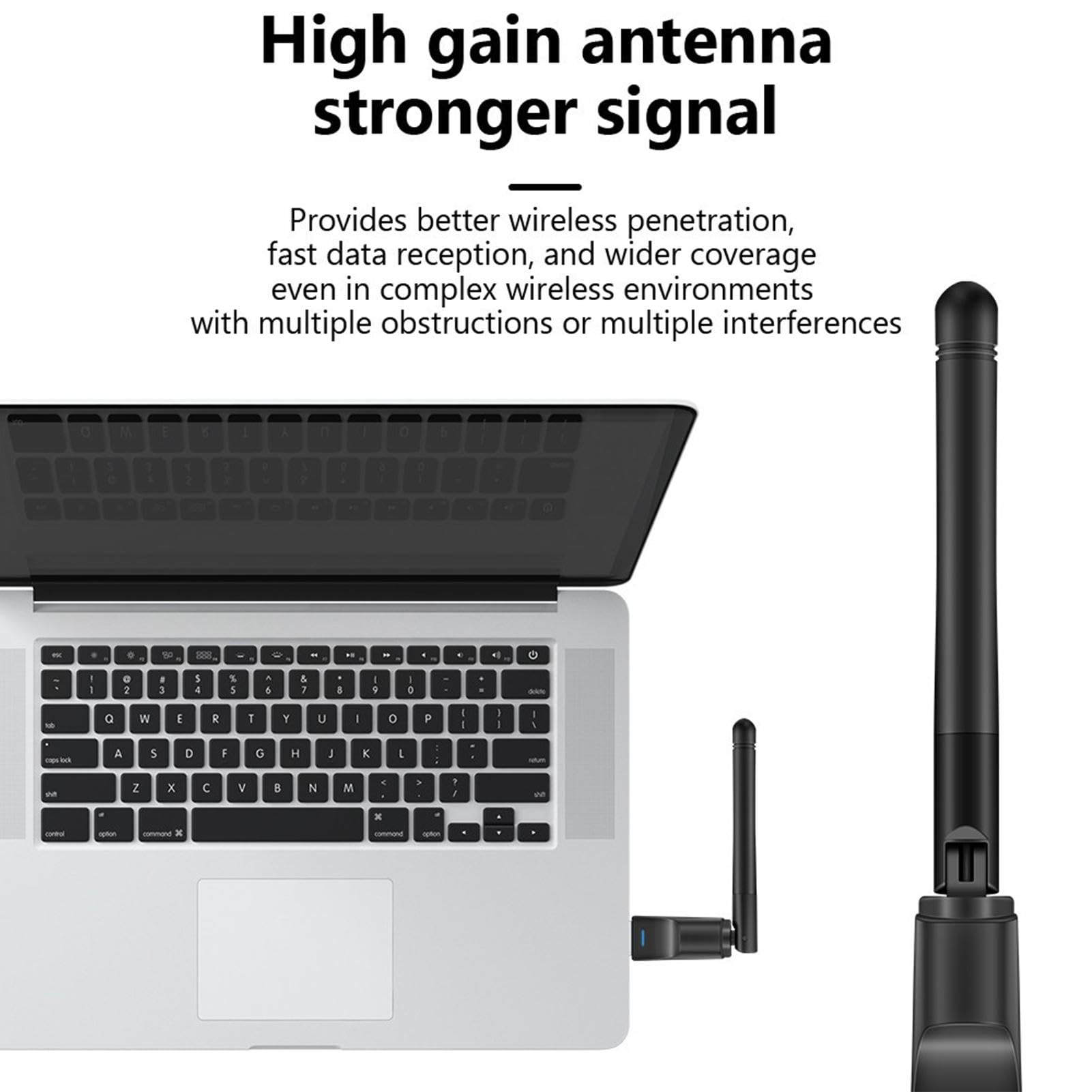High-Speed USB Wireless Adapter for Desktop PC - Dual Band WiFi Network Adapter with High Gain Antenna for Stable Internet Connection | Perfect for Gaming, Streaming & Home Office Use