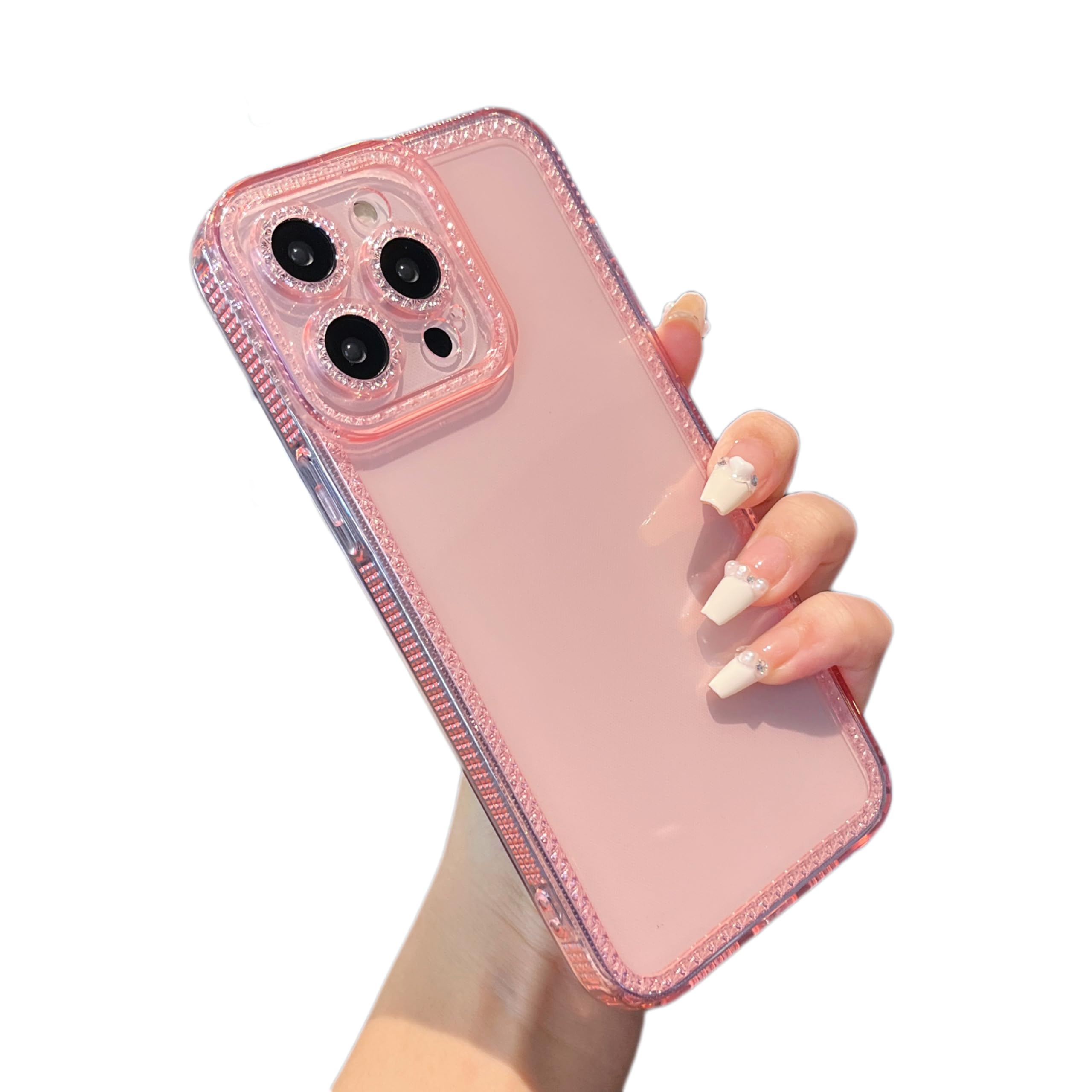 Sparkly Cute Clear Glitter Case for iPhone 15 Pro Max 6.7 inch - Flexible TPU Silicone Protective Cover with Bling Design for Women & Girls (Pink) | Perfect for Everyday Use, Parties & Gift Giving