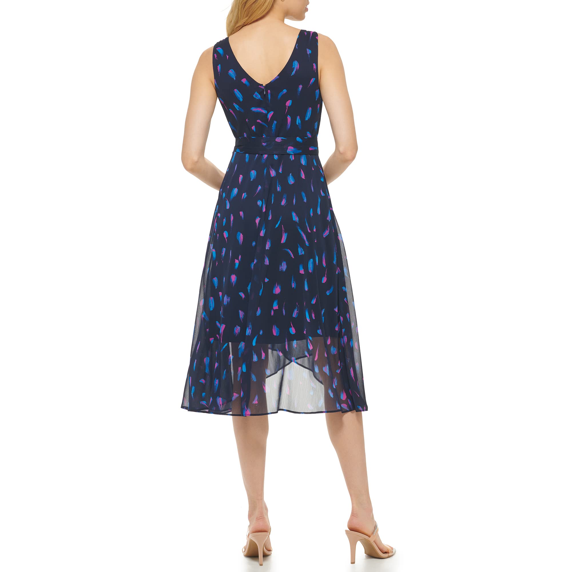 DKNY Women's Sleeveless Faux Wrap Dress - Elegant Summer Cocktail Party & Office Wear