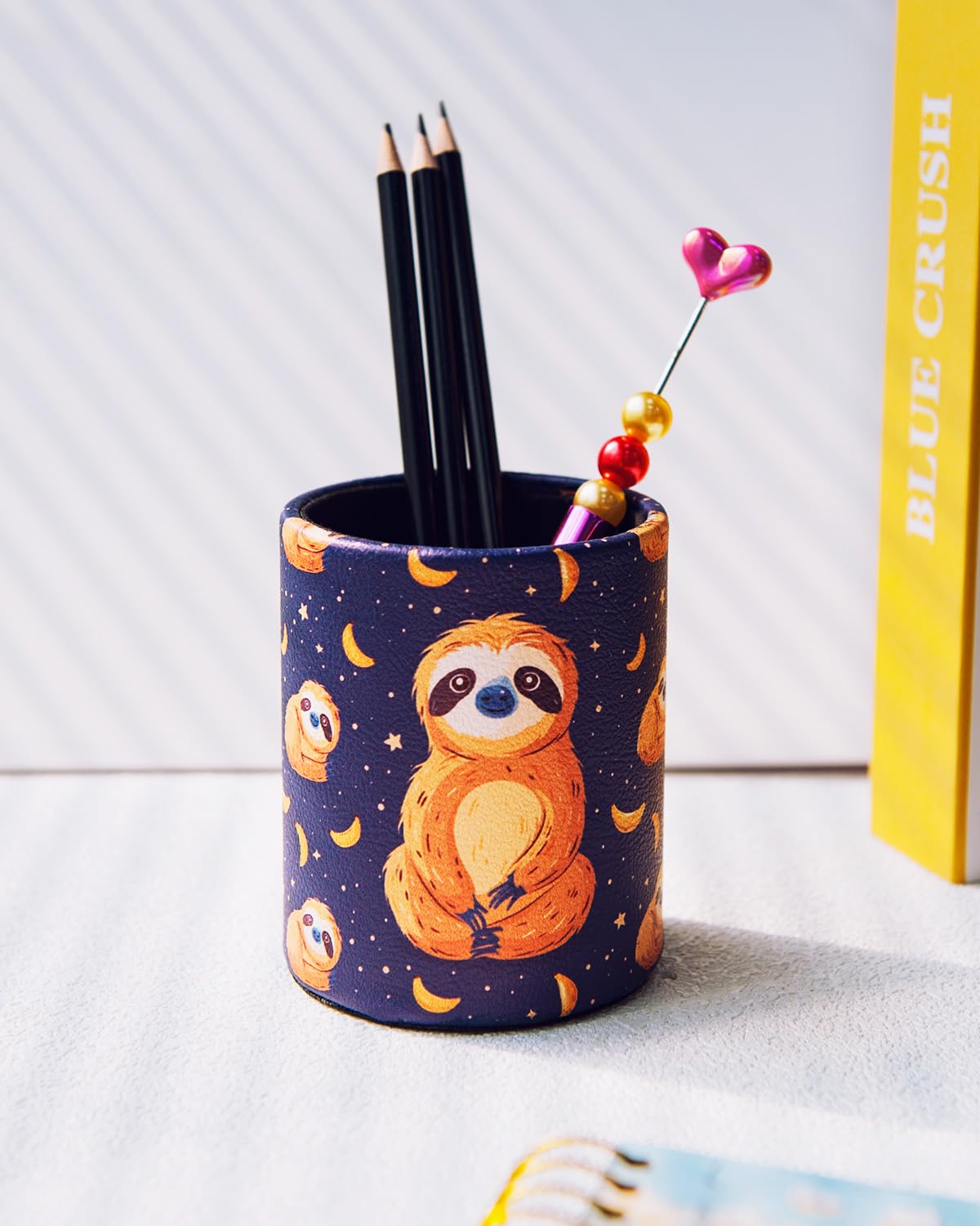 Cute Blue Sloth Pen Holder & Desk Organizer - Pencil & Makeup Brush Storage - Perfect Gift for Office, Classroom, Home Decor - Great for Workstation, Study Table & Vanity Organization (Big Sloth)