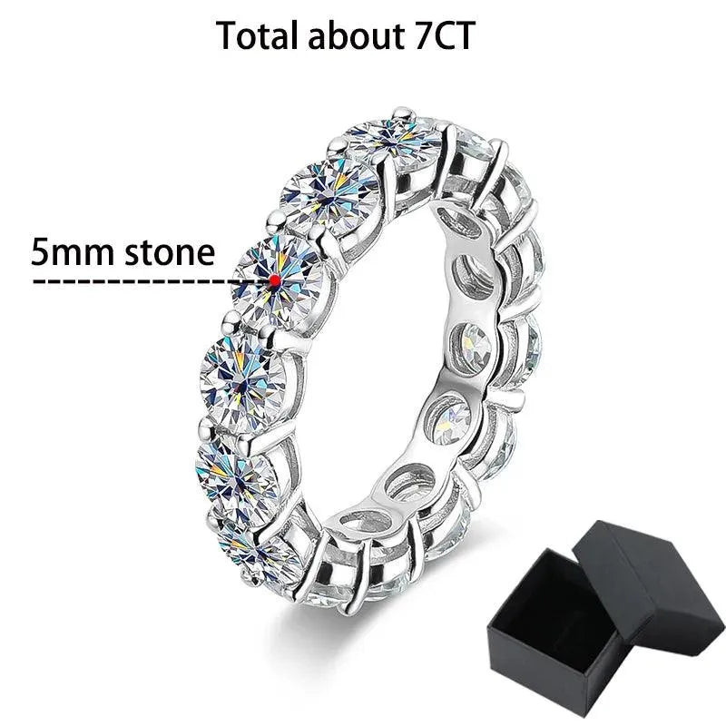 7ct 5mm Round Cut Moissanite Eternity Ring for Women & Men - Sparkling Wedding Band in S925 Sterling Silver - Perfect for Anniversaries, Engagements & Special Occasions