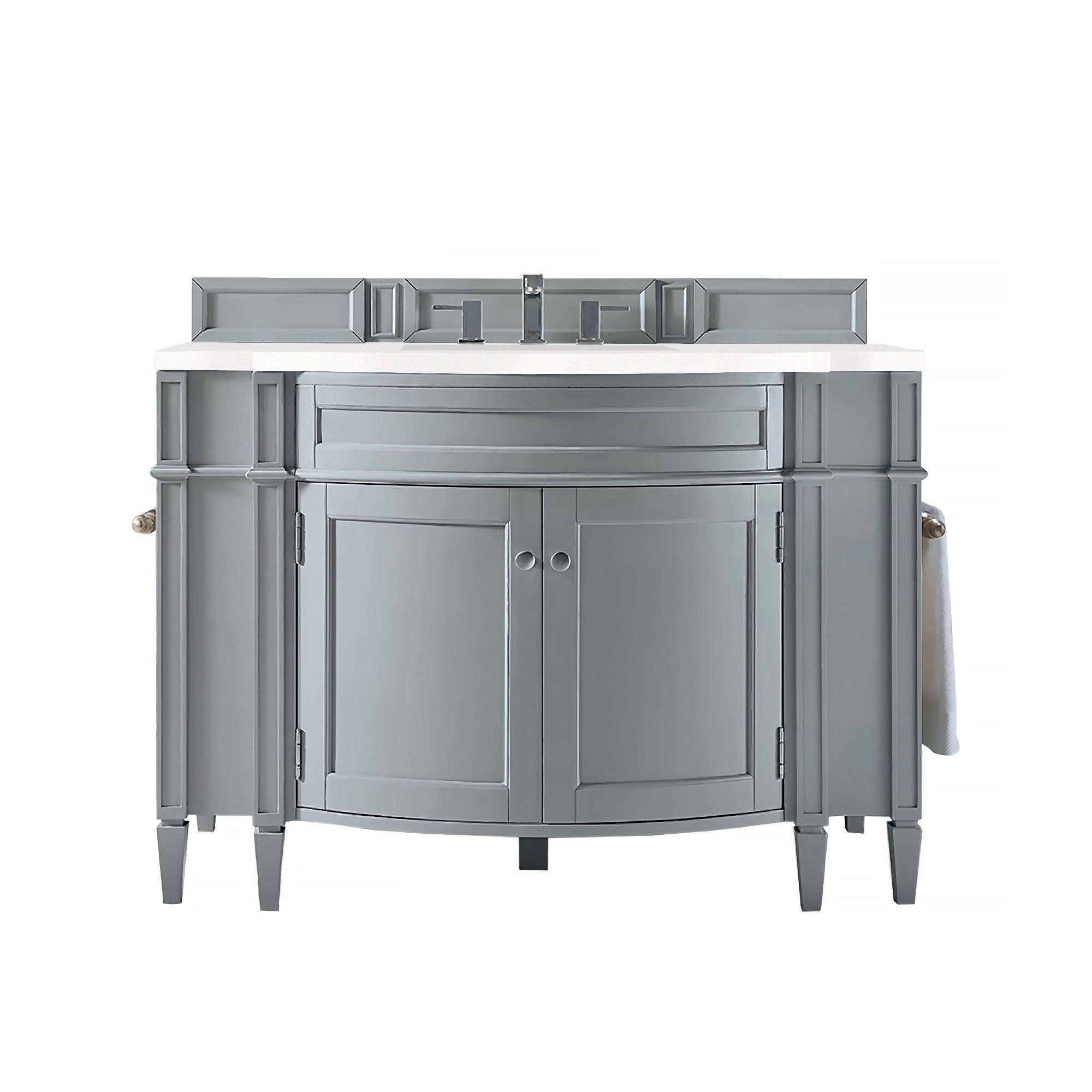 Brittany 46 Inch Single Bathroom Vanity Set with White Zeus Quartz Top in Urban Gray - Perfect for Modern Home Bathroom Renovation