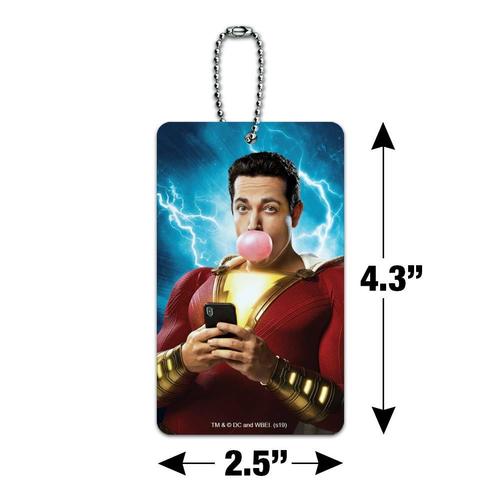 Shazam! Movie Themed Bubblegum Poster Luggage Tag - Durable Suitcase ID Card for Carry-On Bags - Perfect for Travel, Cosplay & Comic Book Fans