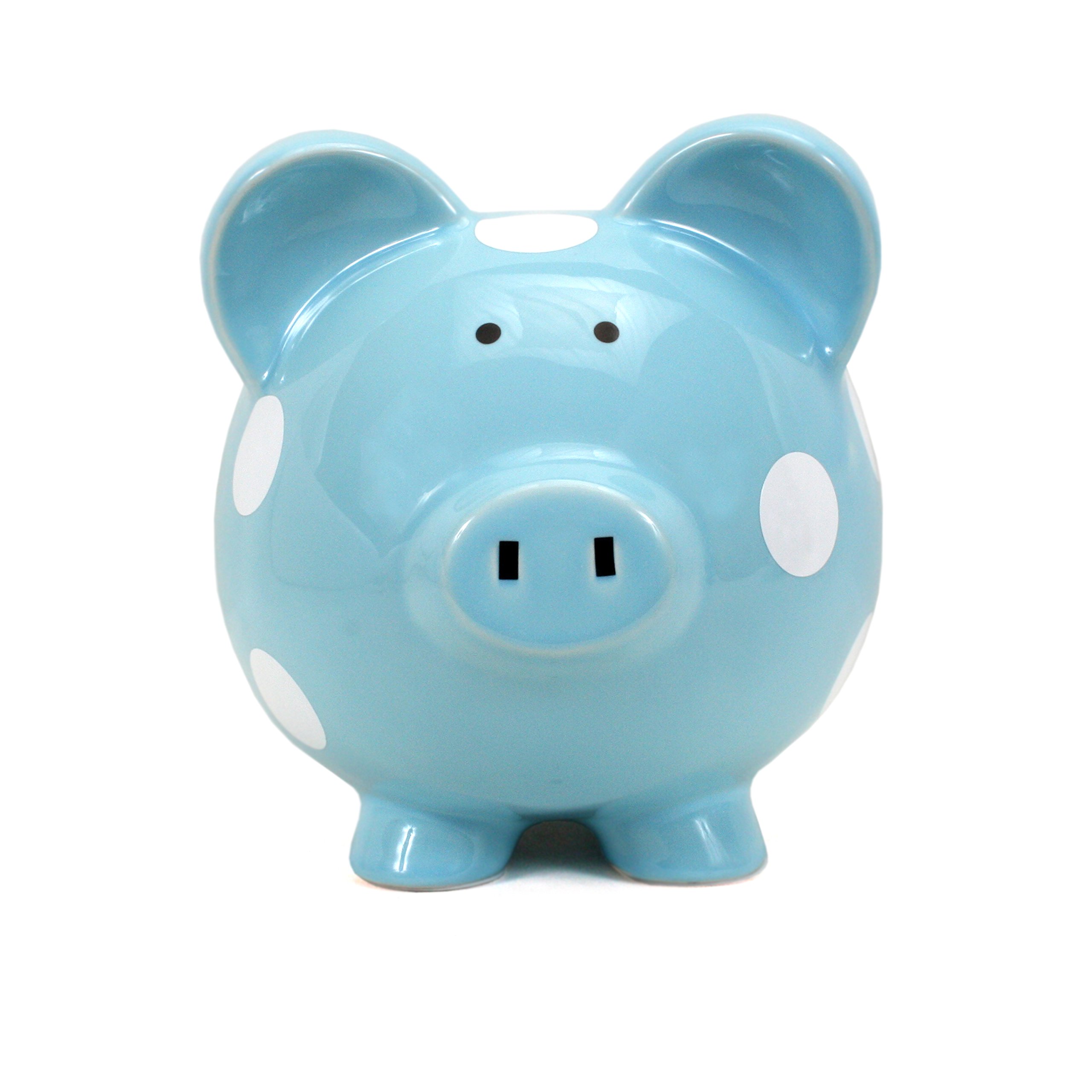 Child to Cherish Ceramic Polka Dot Piggy Bank - Blue | Kids Money Saving Bank | Perfect Gift for Birthday, Christmas & Financial Education