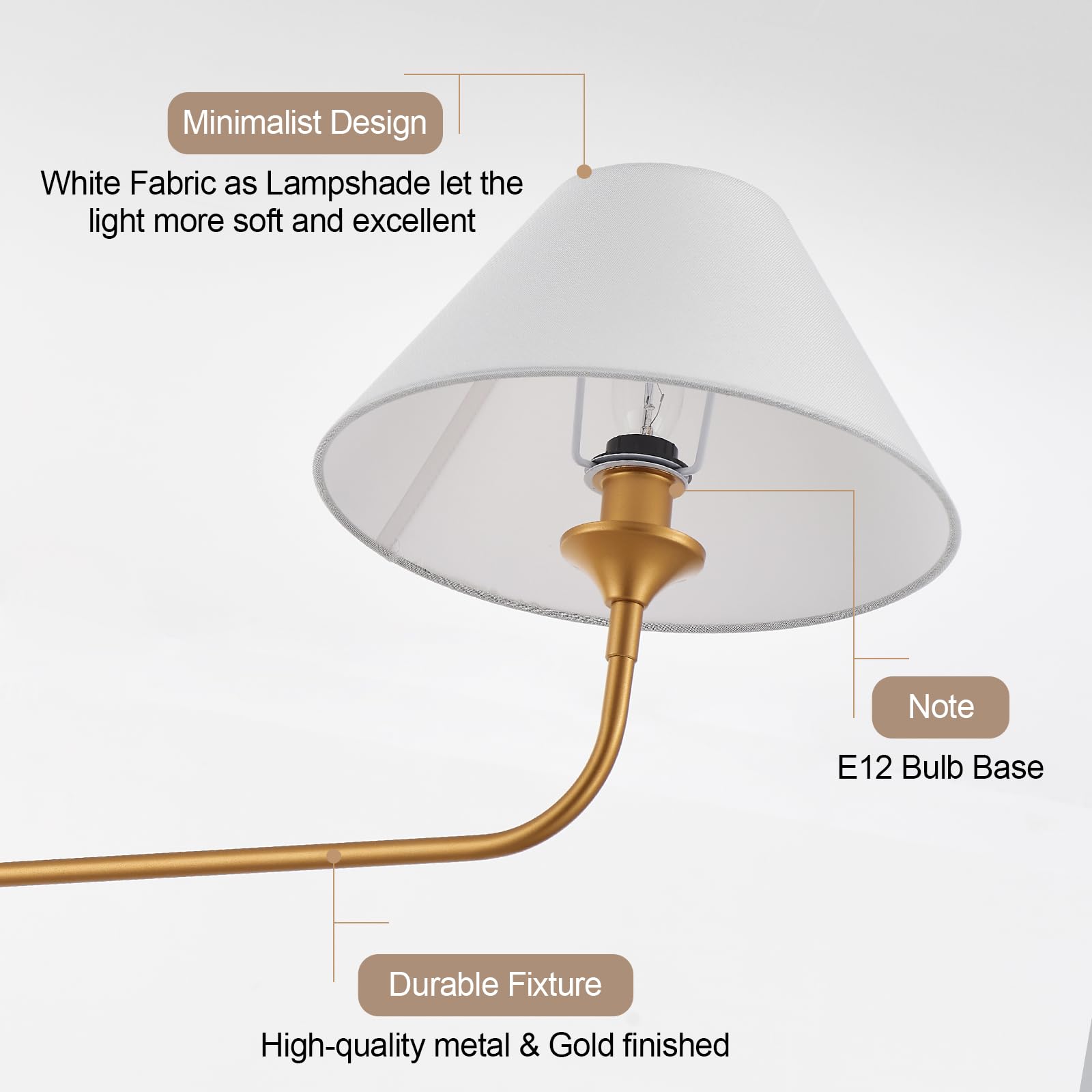 Modern Gold Linear Chandelier with Off-White Fabric Shade - Rustic Pendant Lighting for Dining Room & Kitchen Island - Perfect for Farmhouse, Industrial & Contemporary Home Decor