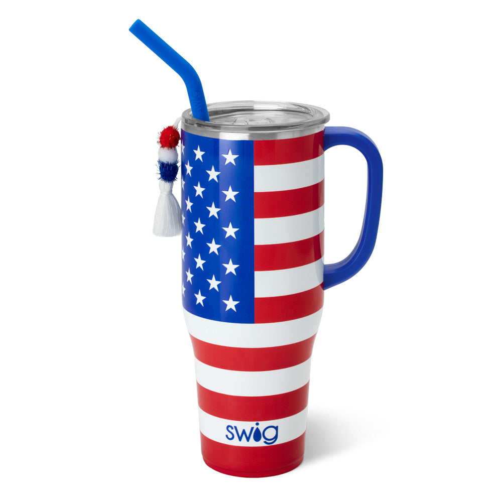 All American Mega Mug 40oz - Large Insulated Stainless Steel Tumbler with Lid & Straw - Perfect for Coffee, Tea, Cold Drinks - Ideal for Home, Office, Travel & Outdoor Adventures