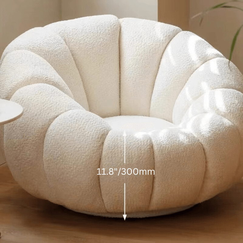 White Pink Red Yellow Green Orange Gray Pumpkin Swivel Accent Chair with Boucle and Sherpa Upholstery - Perfect for Living Room, Bedroom, or Office Decor