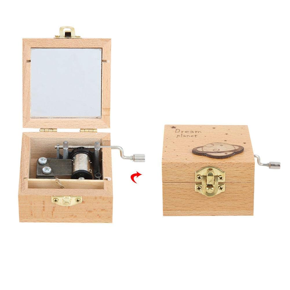 LZKW Hand-Crank Wooden Music Box - Elegant & Durable Musical Gift for Home, Office, Wedding, Birthday - Perfect for Relaxation, Decor & Special Occasions