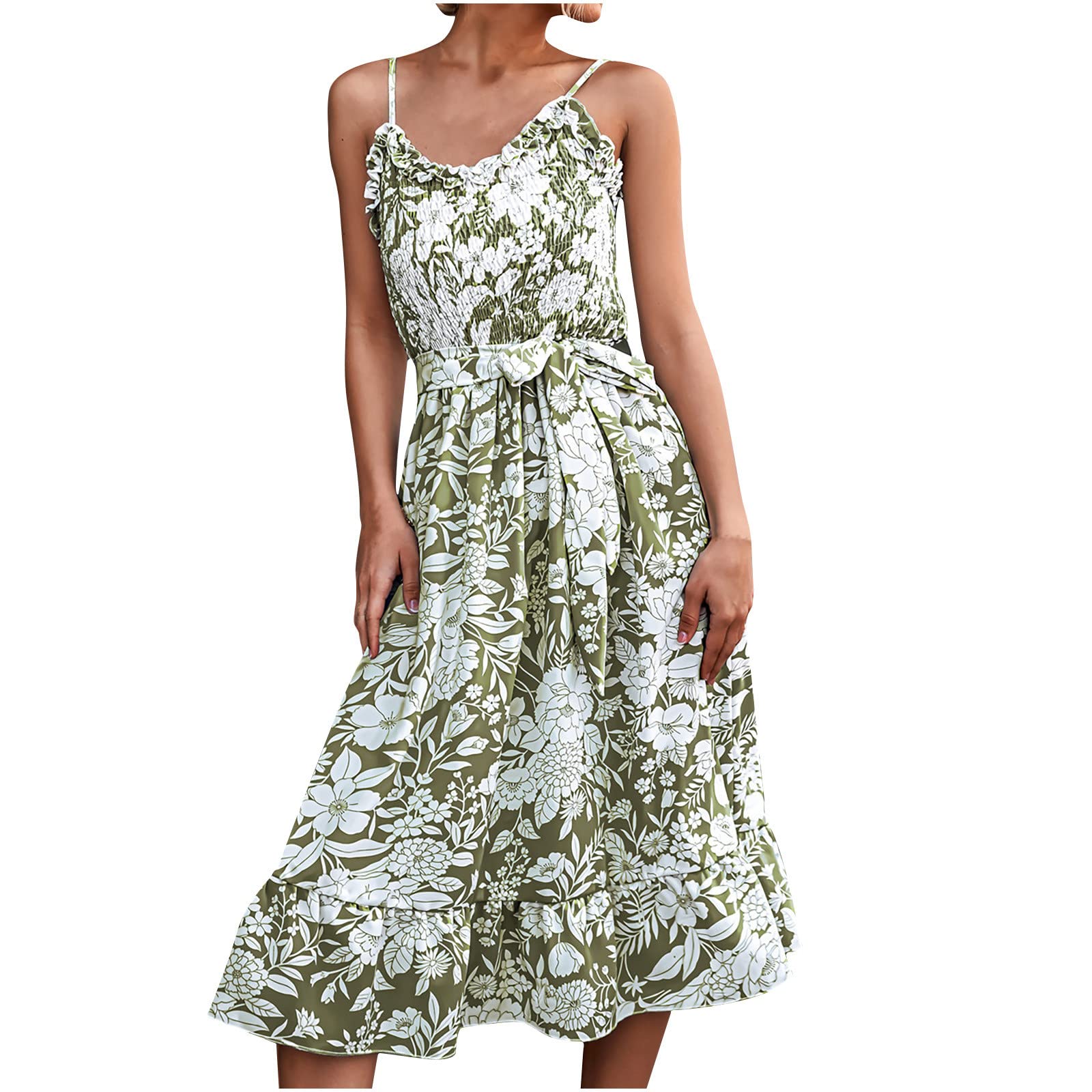 Women's Summer Dresses 2022 - Casual Backless Print Bandage Top Camis Sexy Dress with Pockets | Sleeveless/Short Sleeve Crew Neck | Perfect for Beach, Vacation & Date Night