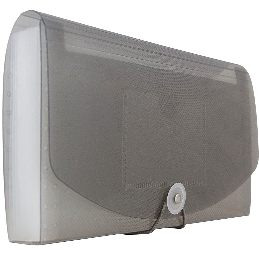 JAM PAPER 13-Pocket Accordion Folder - Smoke Grey for Office & School