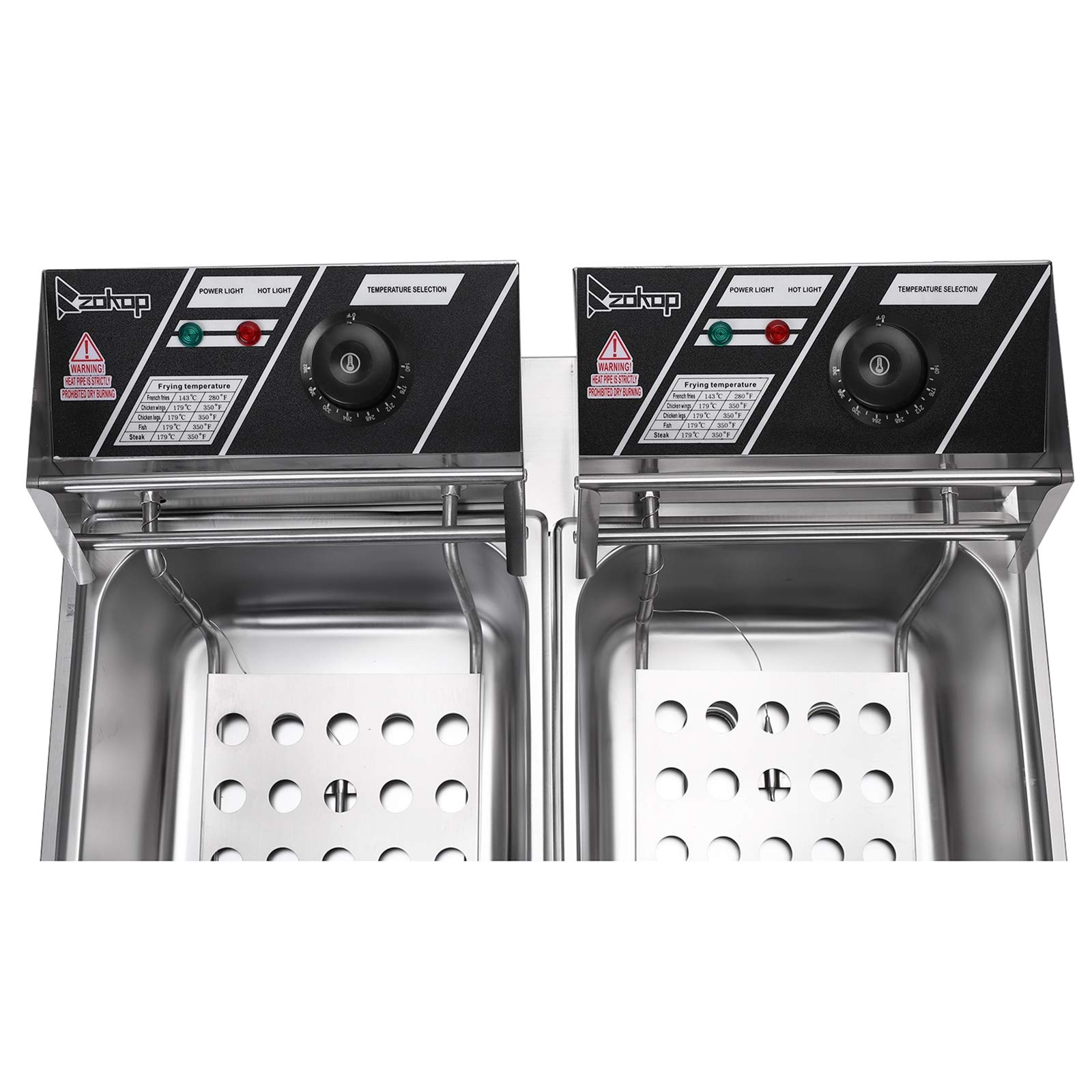 Commercial Deep Fryer 6.3QT/6L 2500W MAX Stainless Steel Electric Deep Fryer with Basket - Countertop Fryer for Chicken, Chips, Fries, French Fries - Perfect for Restaurant, Home Kitchen & Catering (12.7QT/12L) - Ideal for Fast Food Shops, Food Trucks & Large Family Gatherings