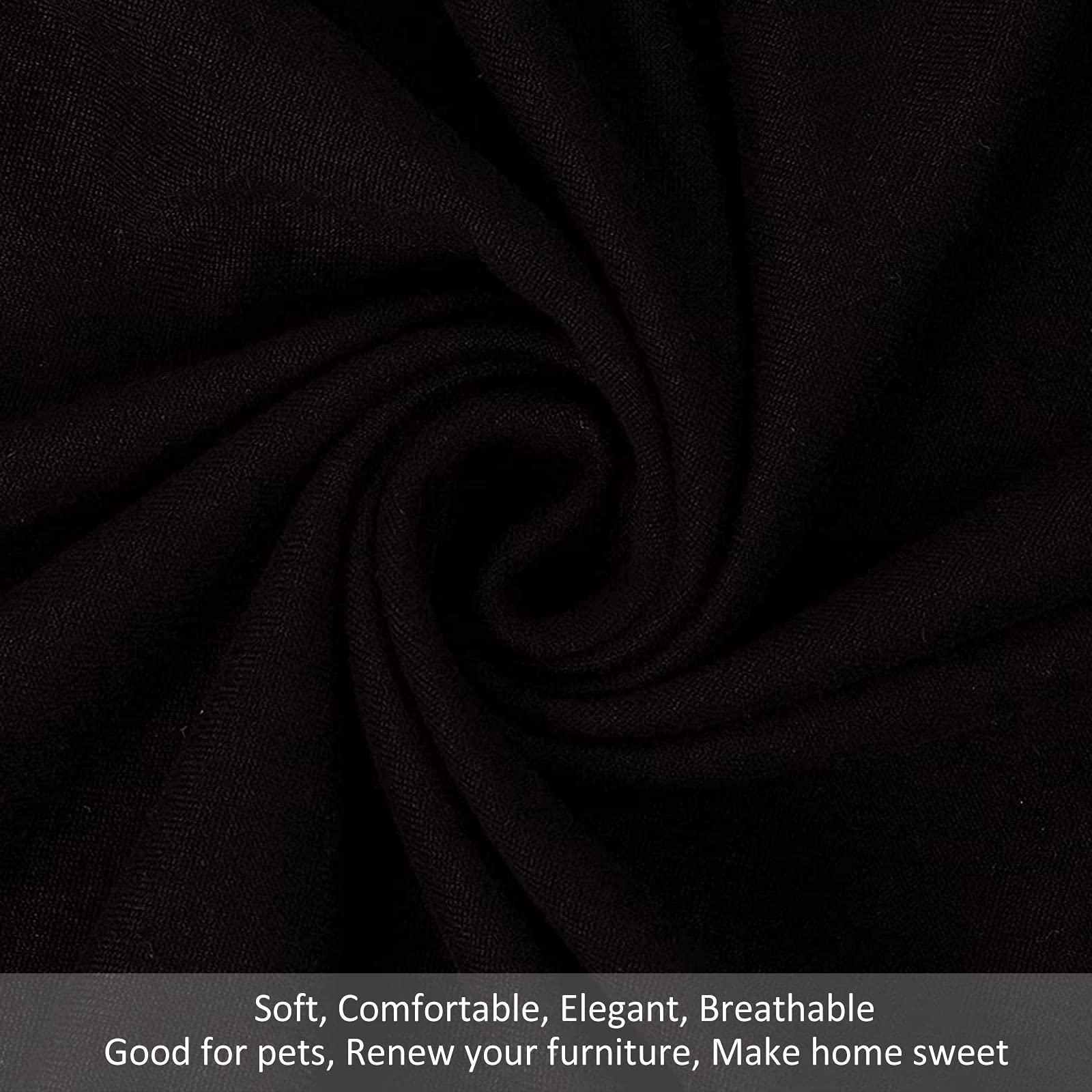 Stretch Armless Chair Slipcovers - Elastic Furniture Protector Covers Set of 2, Spandex Accent Chair Covers Washable & Removable for Living Room, Bedroom, Office - Black | Perfect for Home Decor & Pet Protection