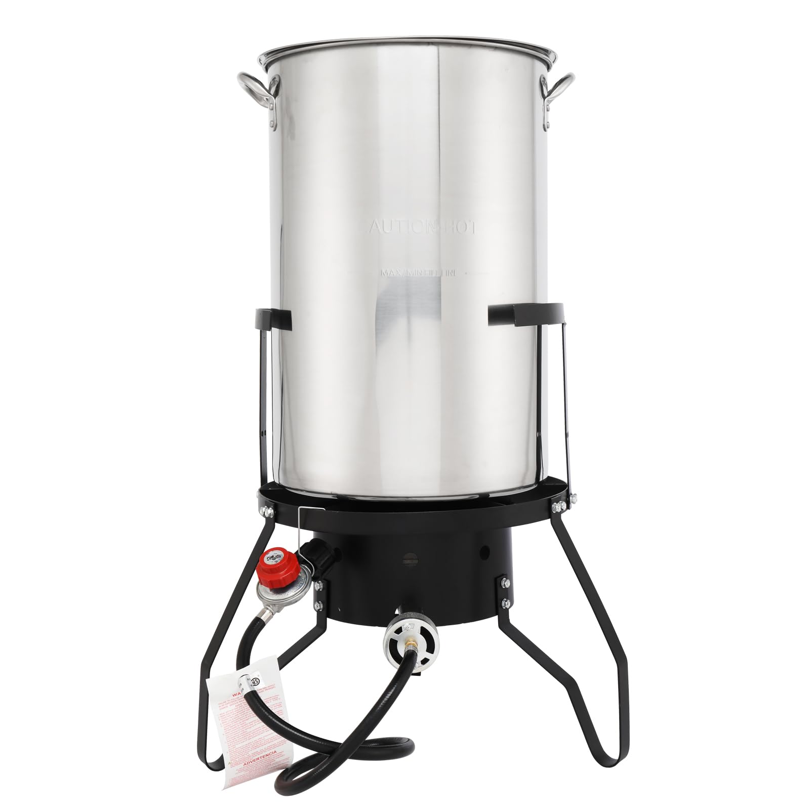 Outvita 50 Qt Aluminum Turkey Deep Fryer Set with 54,000 BTU Propane Burner - Fish & Seafood Boiler Steamer Kit Includes Stand, Injector, Thermometer & Hose - Perfect for Outdoor Cooking, Frying Turkey, Clams, Crawfish, and Seafood Parties (Silver)