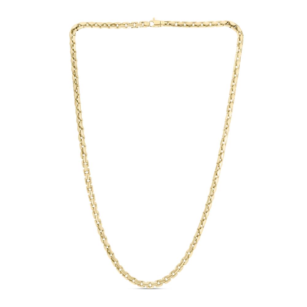 14K Gold 5mm Men's Fancy Box Chain Necklace - Durable Luxury Jewelry for Gifts, Everyday Wear & Special Occasions