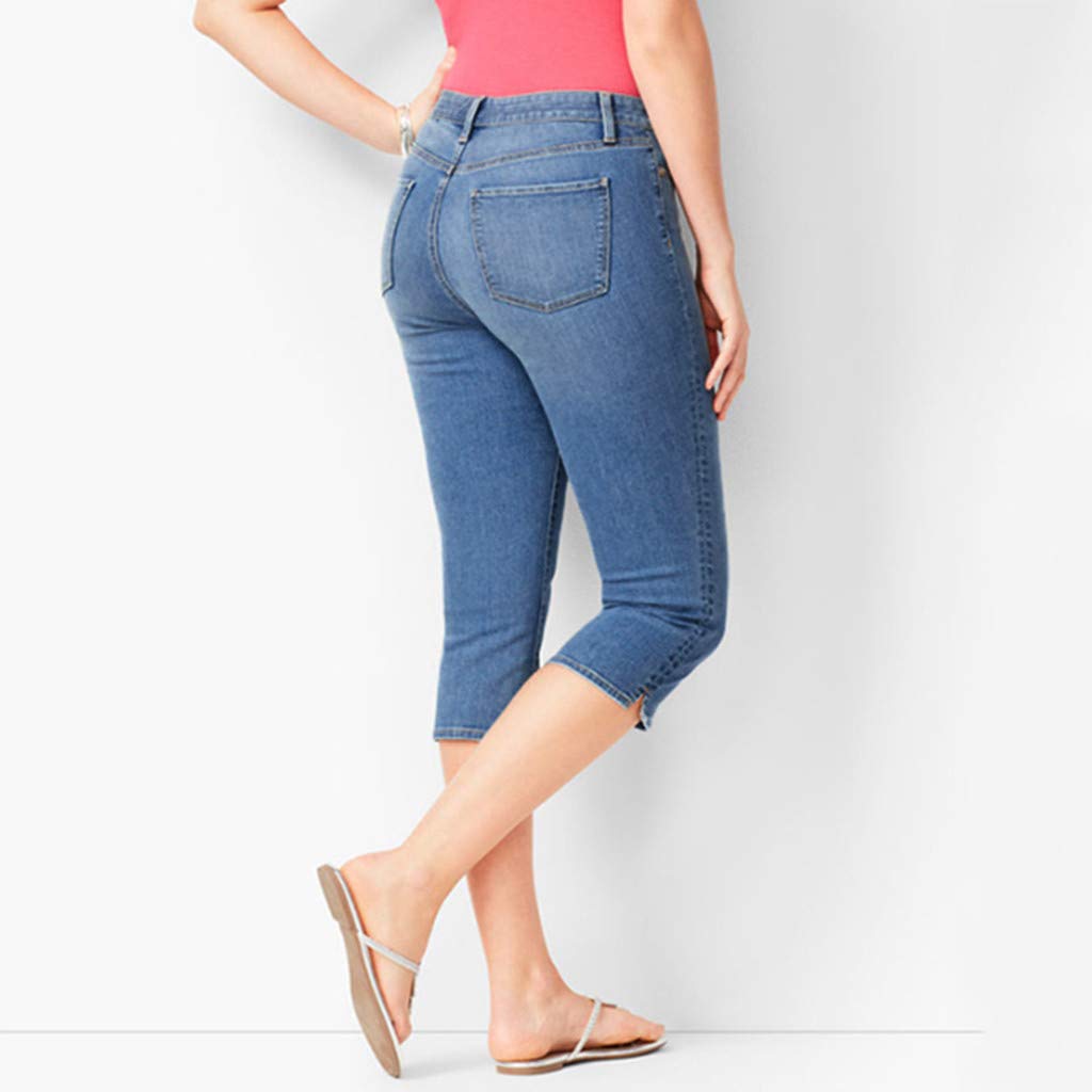 Democracy Women's High Stretch Slim Fit Jeans - Calf Length Denim Pants with Waistband | Perfect for Casual Wear, Office & Night Out