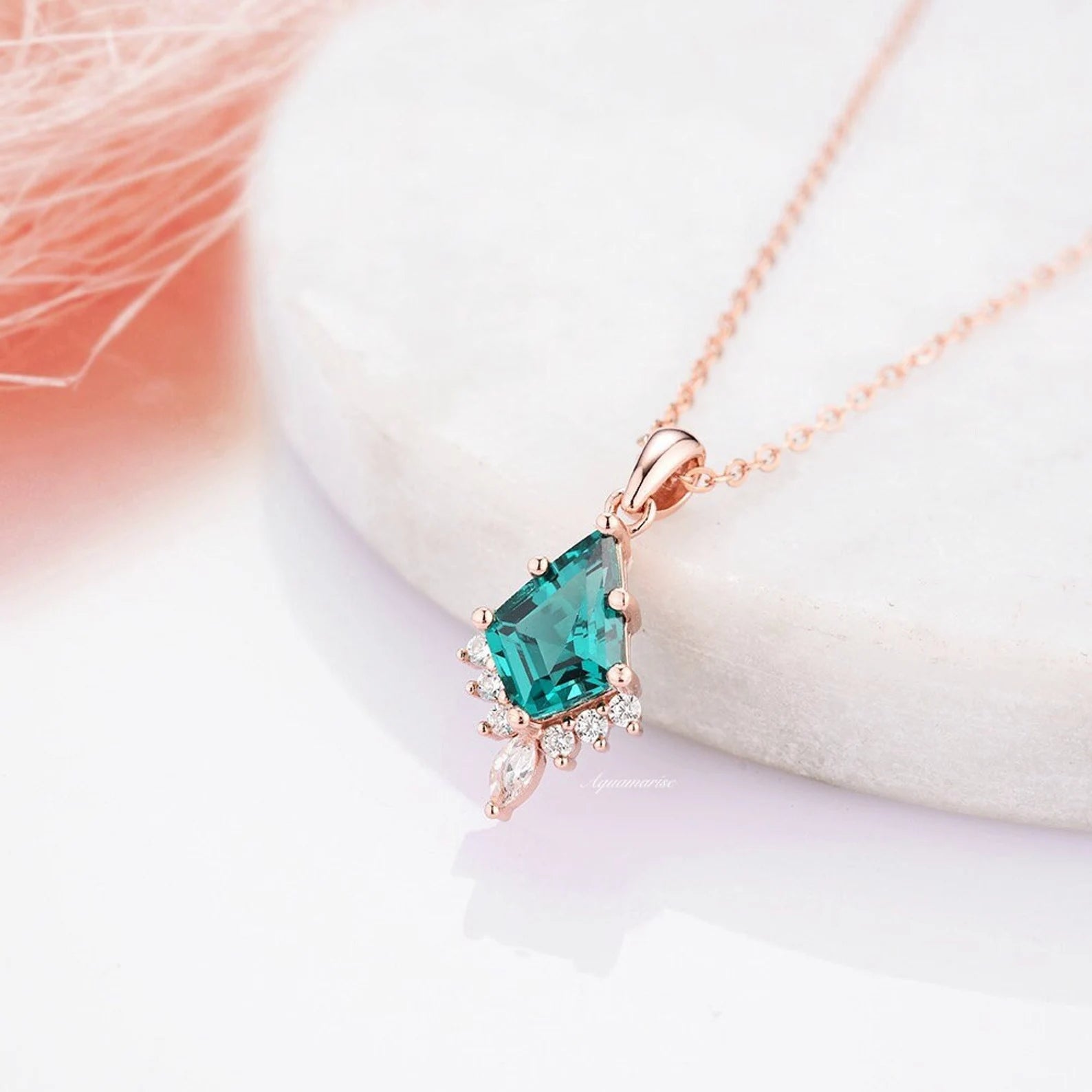 Skye Kite™ 14K Rose Gold Vermeil Emerald Pendant Necklace for Women - Elegant Jewelry Gift for Birthday, Anniversary & Special Occasions