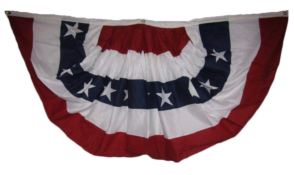 Double-Sided American Flag Bunting - Set of 3 Patriotic 18x36 Half Fan Flags, Banners & Signs | USA Made Decor for 4th of July, Memorial Day & Outdoor Parties