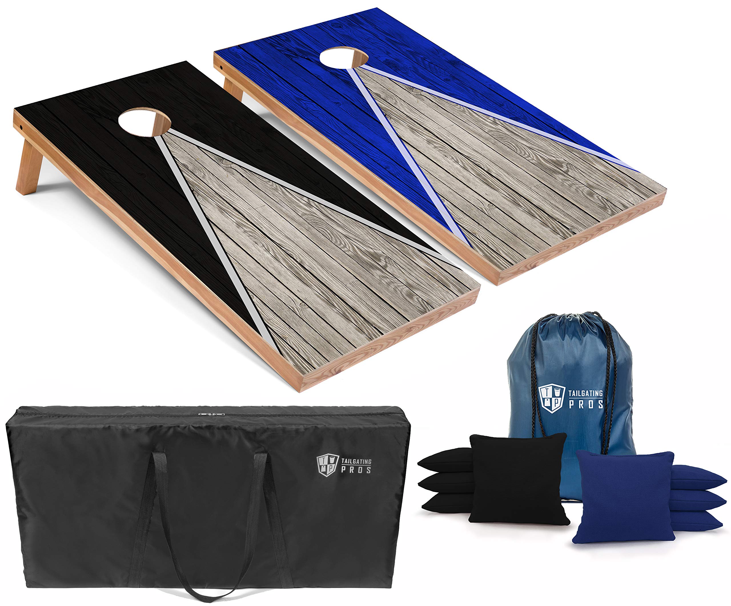 Tailgating Pros Lightweight Pyramid Design Cornhole Board Set with LED Ring Lights - 4'x2' Regulation Size for Backyard, Beach & Outdoor Parties - Perfect for Tailgating, BBQ & Family Gatherings